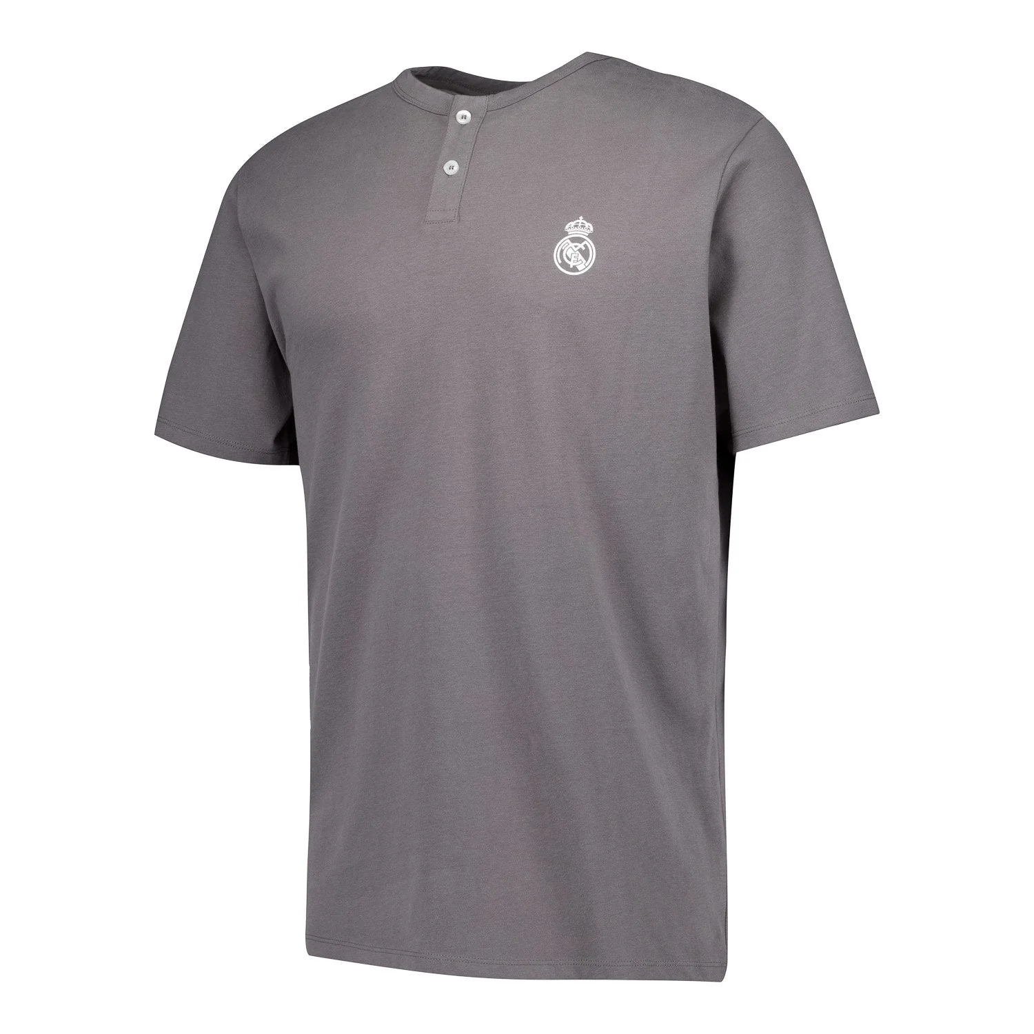 Mens Real Madrid White Dreams Pijama Set Henley Shorts Grey - Image 3