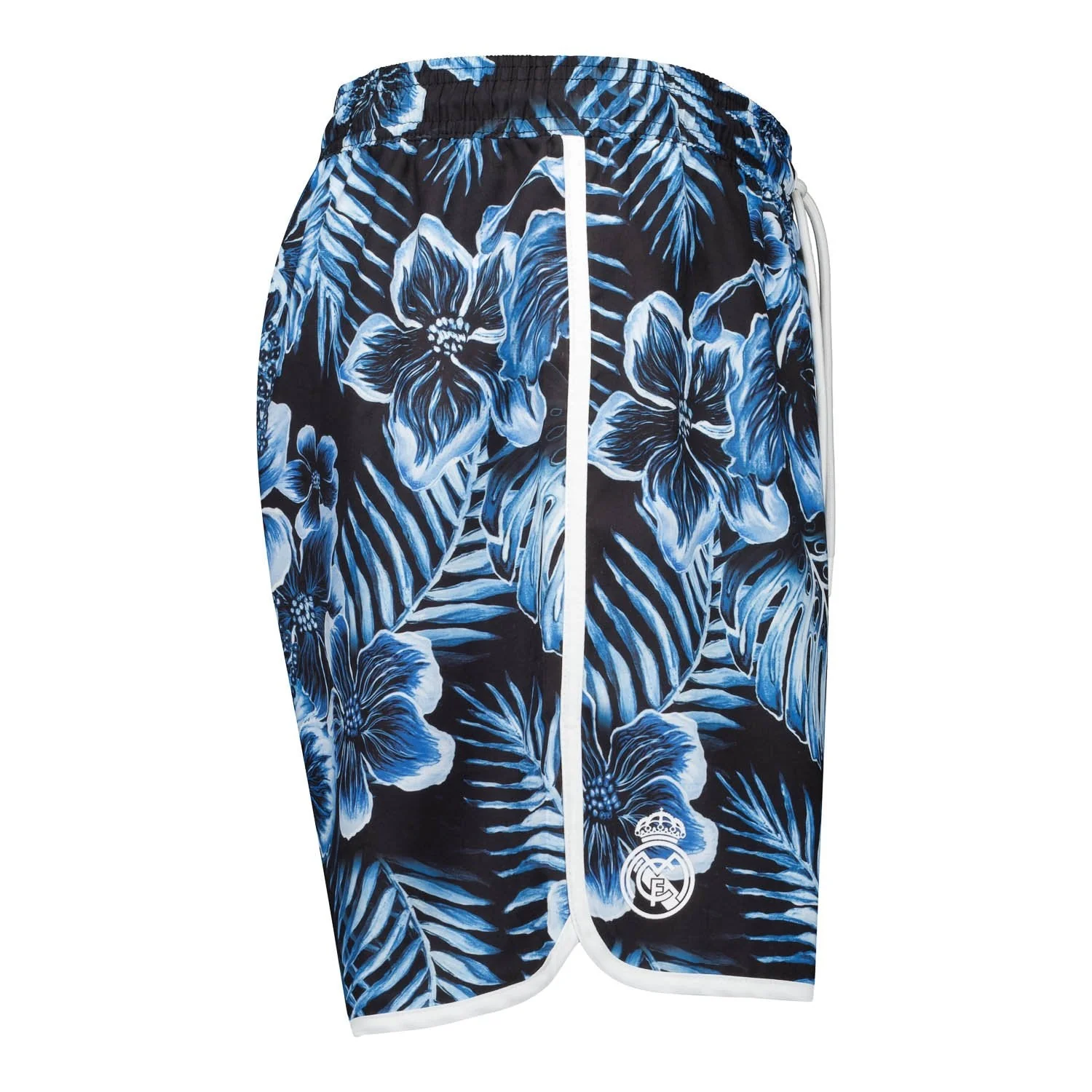 Mens Real Madrid Flower Print Blue Swimshorts - Image 3