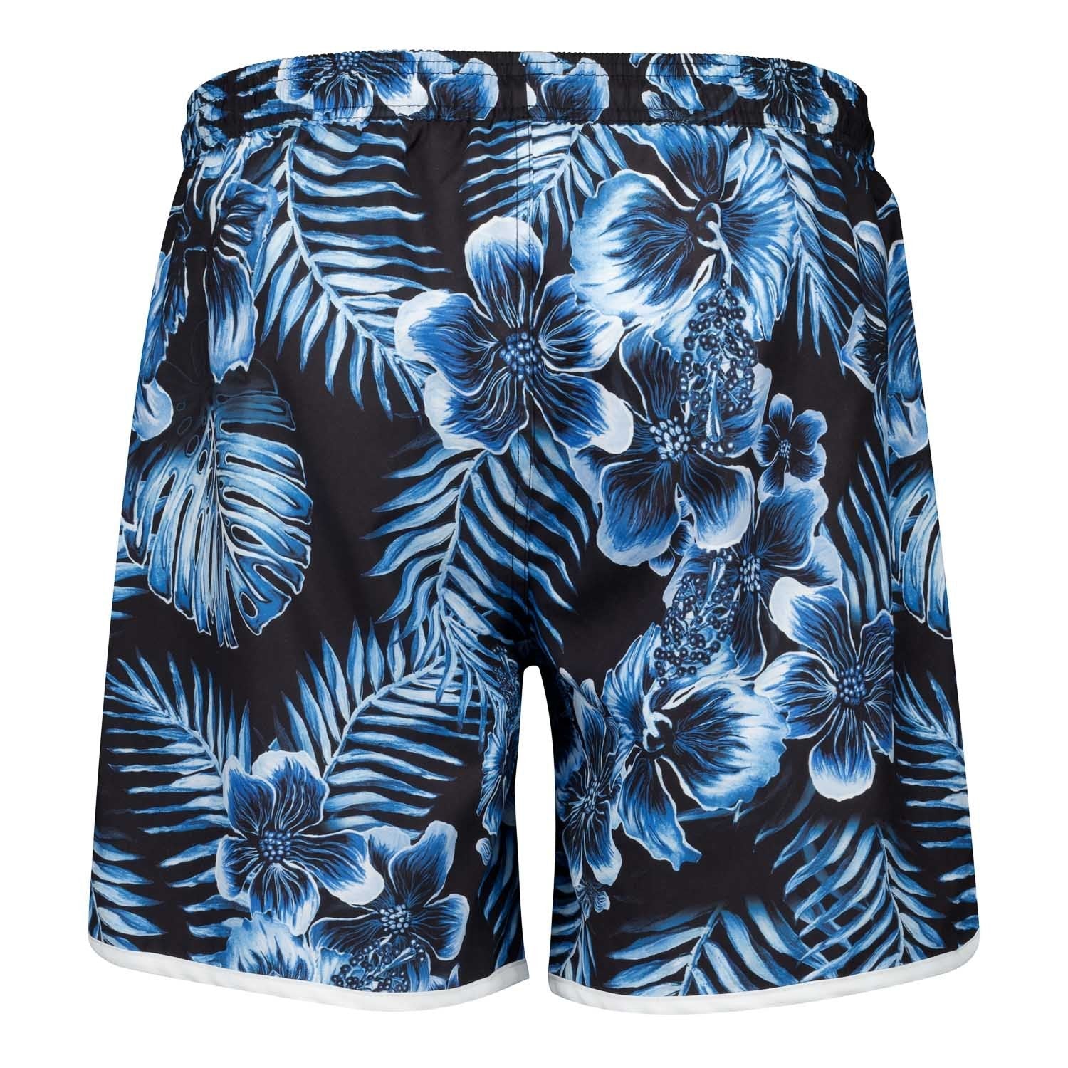Mens Real Madrid Flower Print Blue Swimshorts - Image 4
