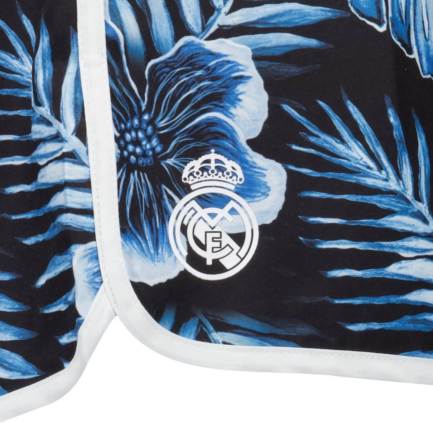 Mens Real Madrid Flower Print Blue Swimshorts - Image 5