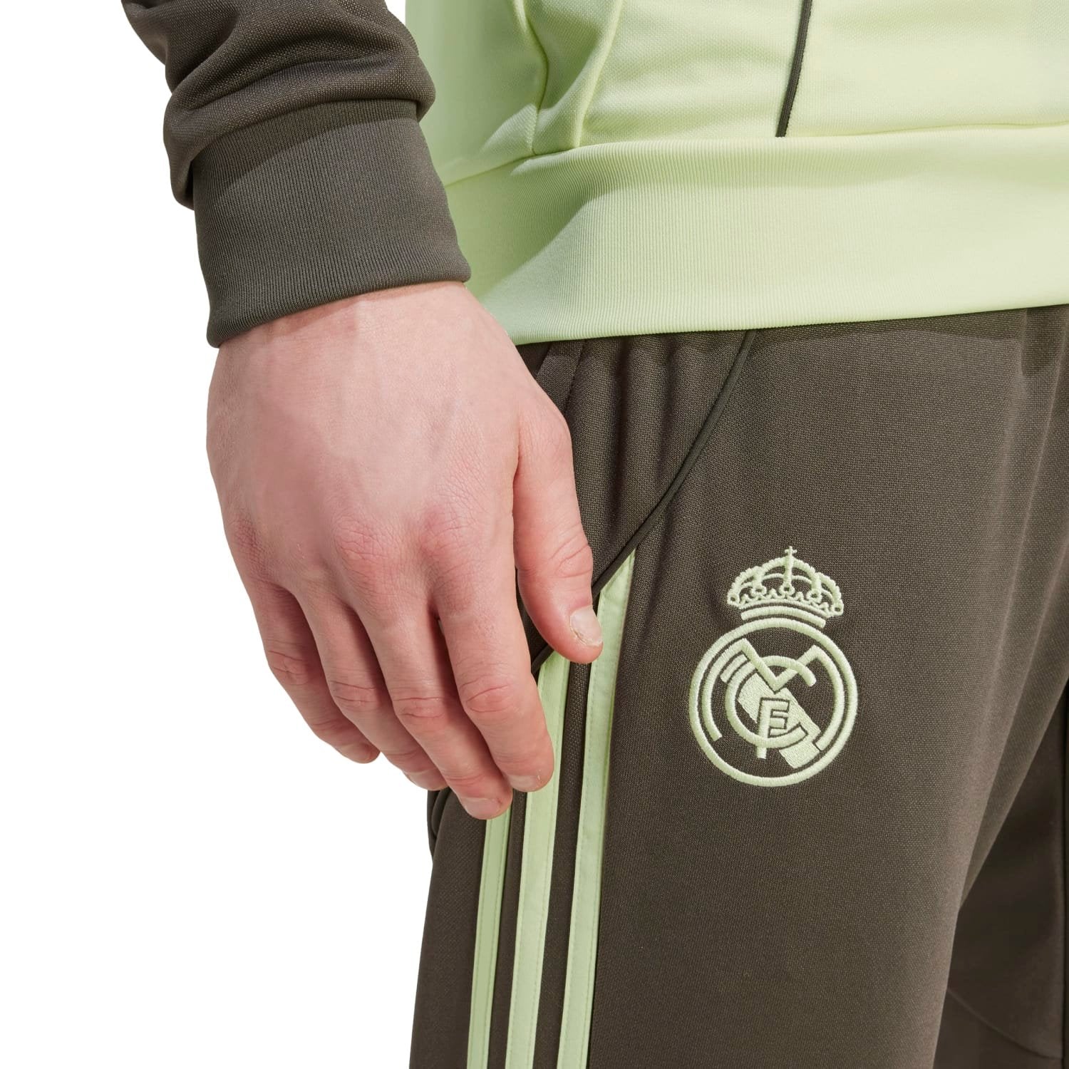 Mens adidas Training Tracksuit 25/26 Lime Green/ Dark Olive - Image 4
