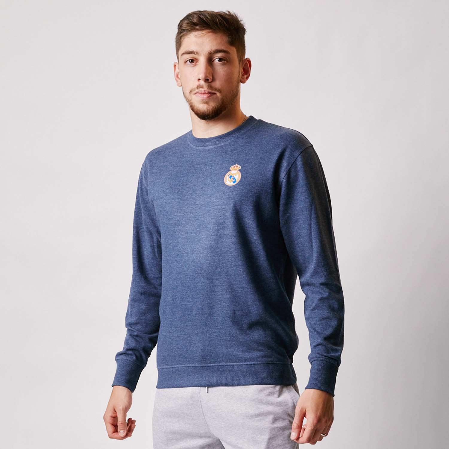 Mens Essentials Color Crest Crew Blue Blend - Image 2