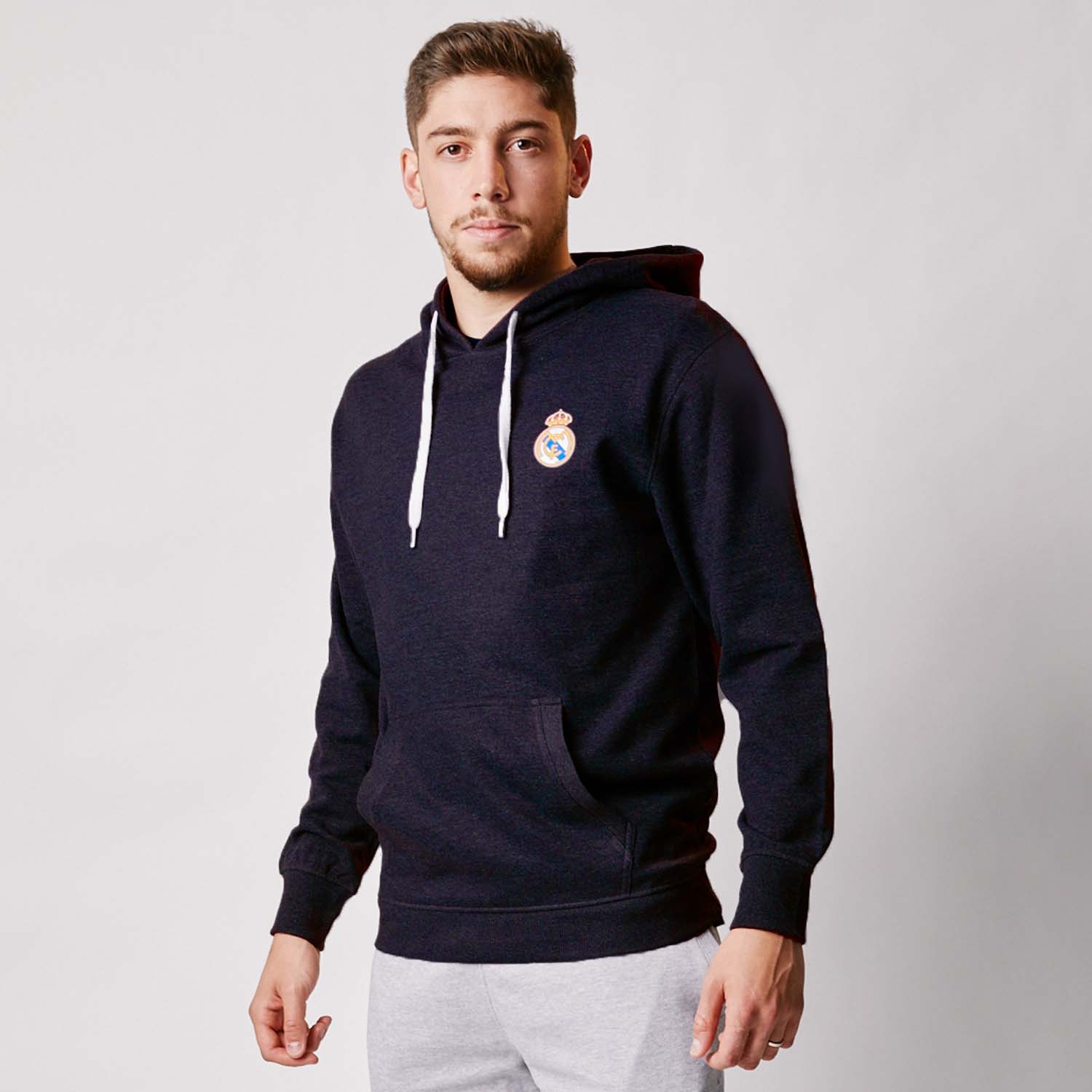 Mens Essentials Color Crest Hoody Navy - Image 2