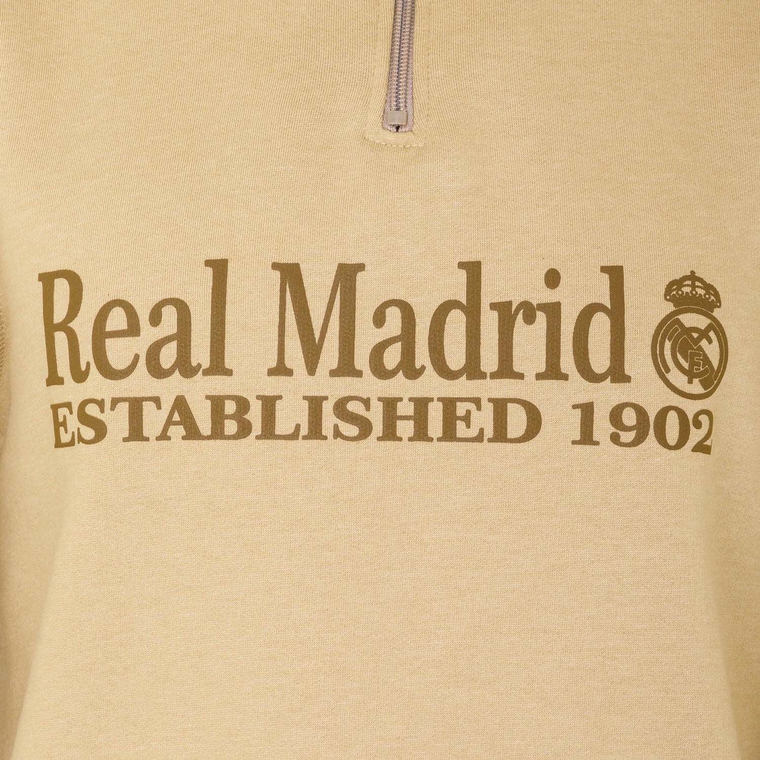Mens 1/4 Zip Stablished Sweatshirt Beige - Image 3