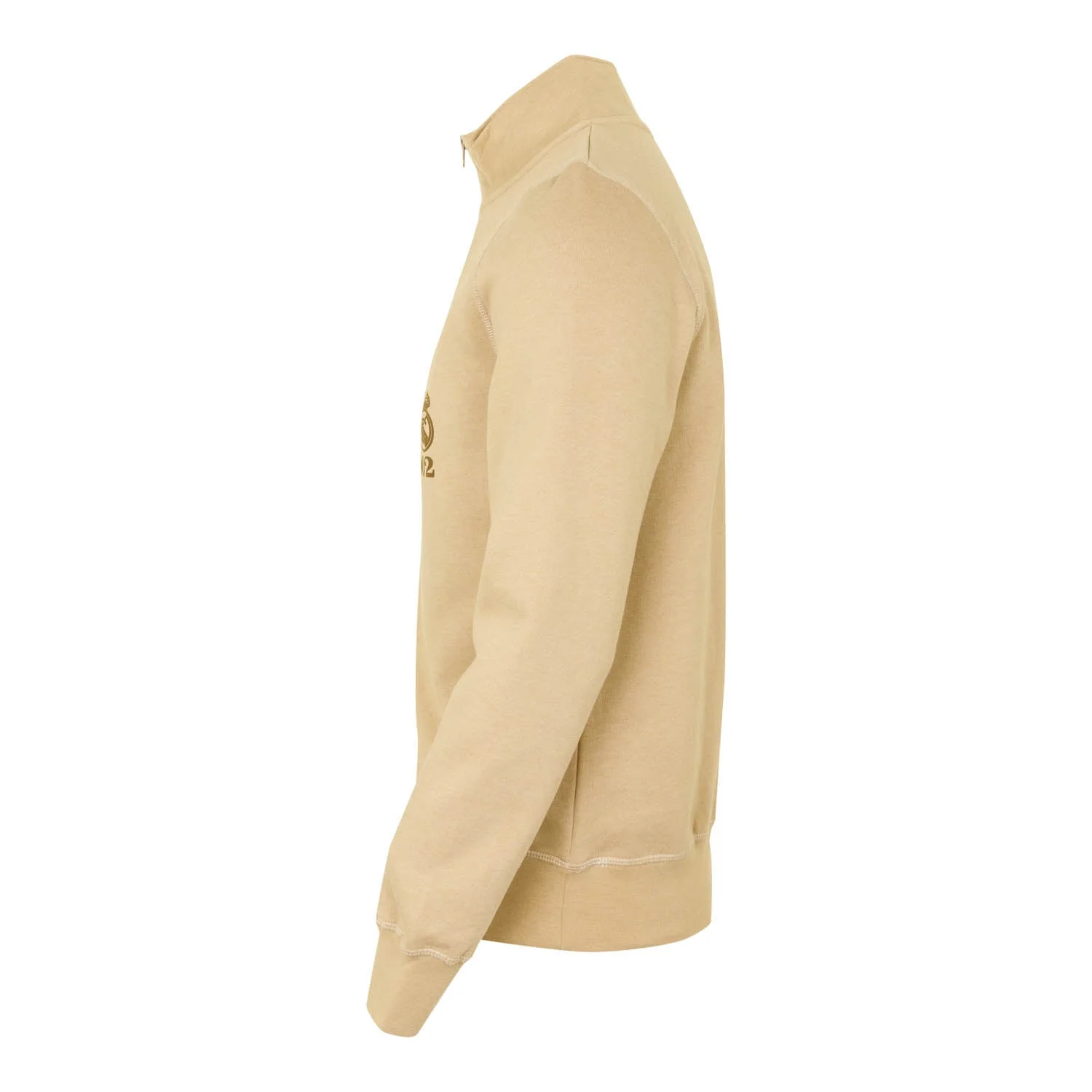 Mens 1/4 Zip Stablished Sweatshirt Beige - Image 4