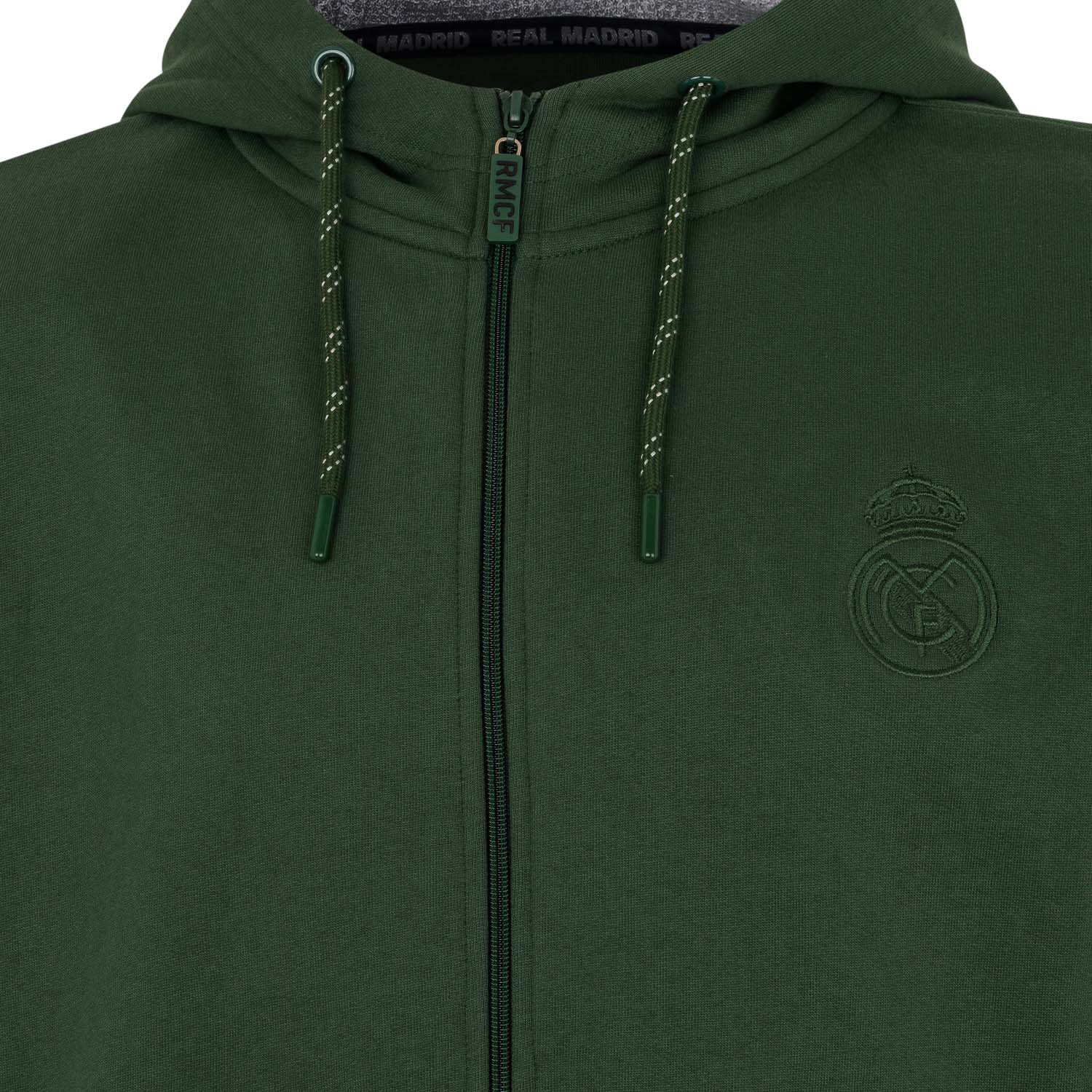 Mens Tonal Full Zip Hoody Green - Image 4