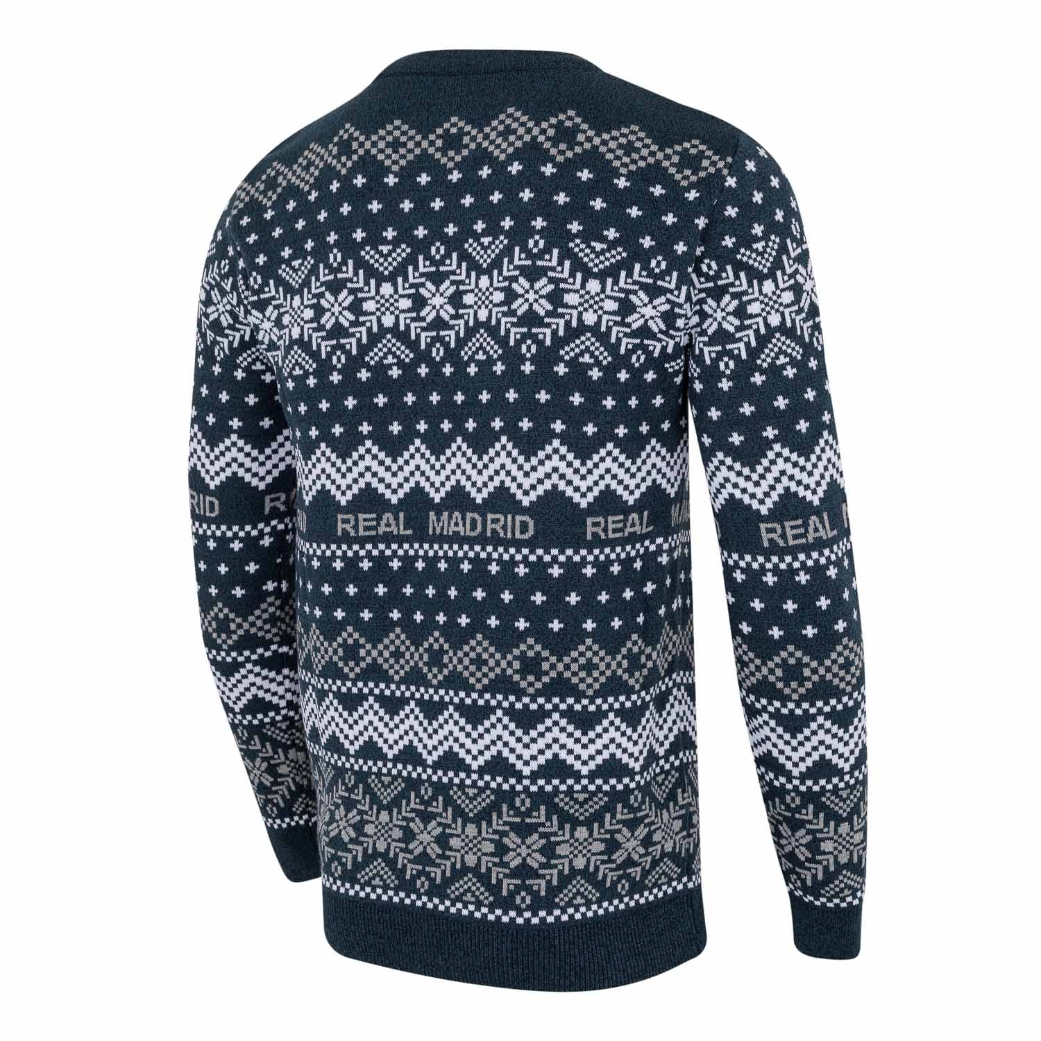 Crest Christmas Sweater Navy/Grey - Image 2