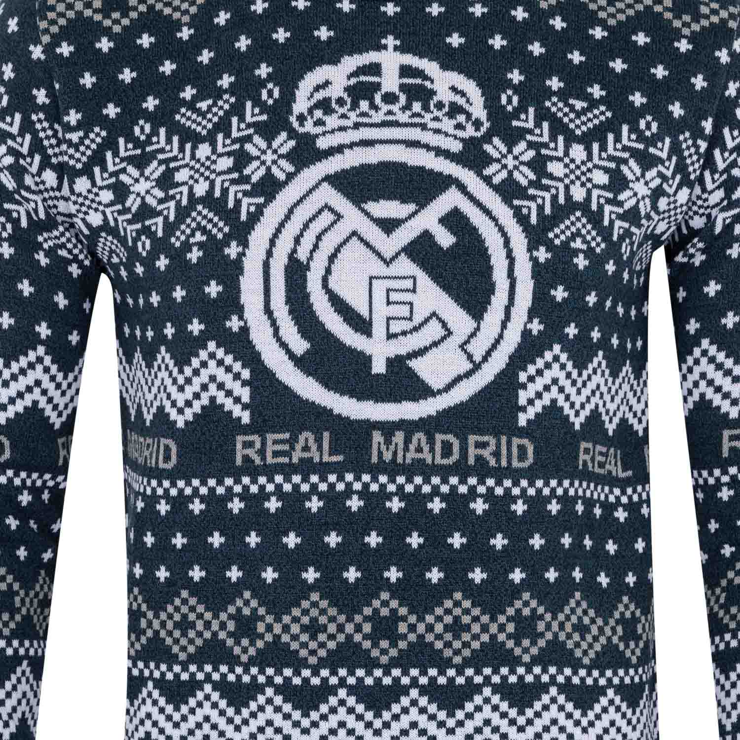 Crest Christmas Sweater Navy/Grey - Image 4