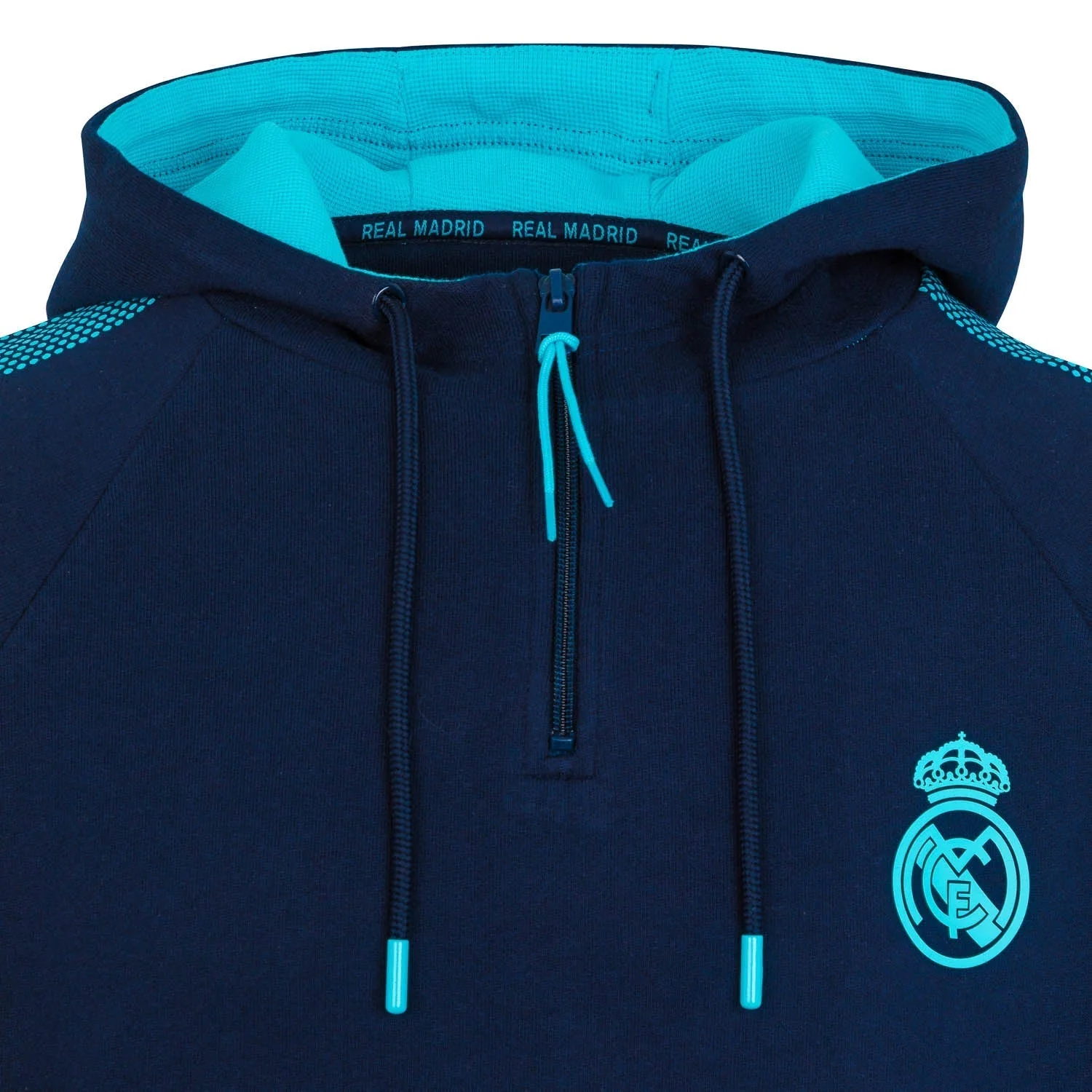 Madrid Sky Mens Panel Sleeve Zip Hoodie Navy - Image 5