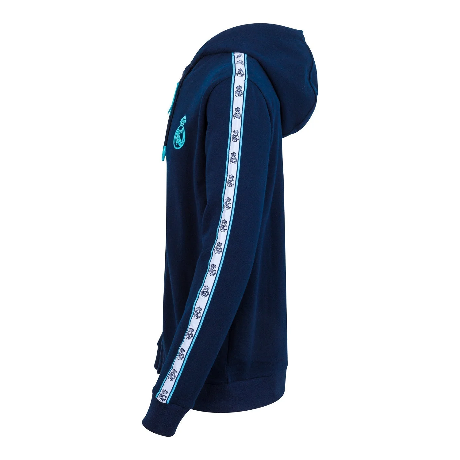 Madrid Sky Mens Tape Sleeve Zip Hoodie Navy - Image 3