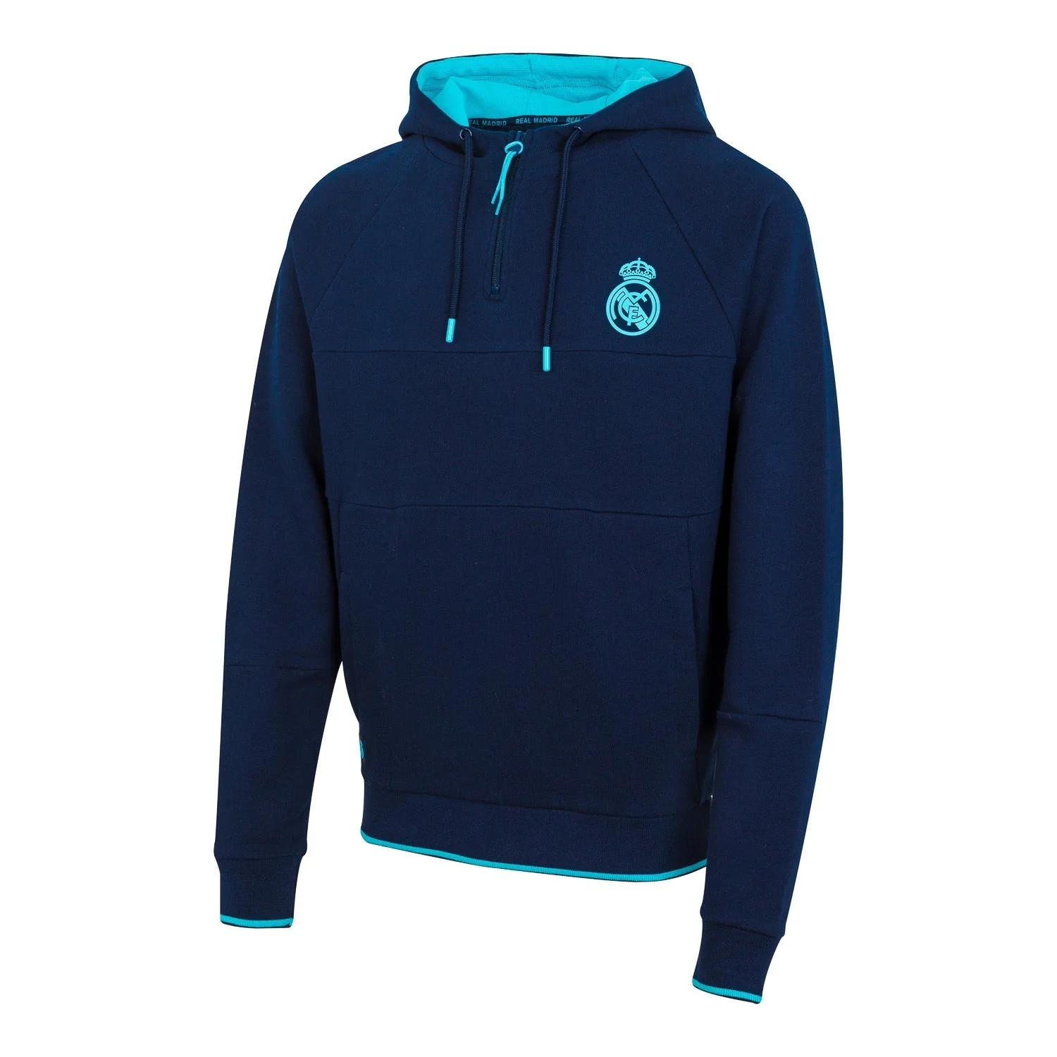 Madrid Sky Mens 1/4 Zip Hooded Sweat Navy - Image 3