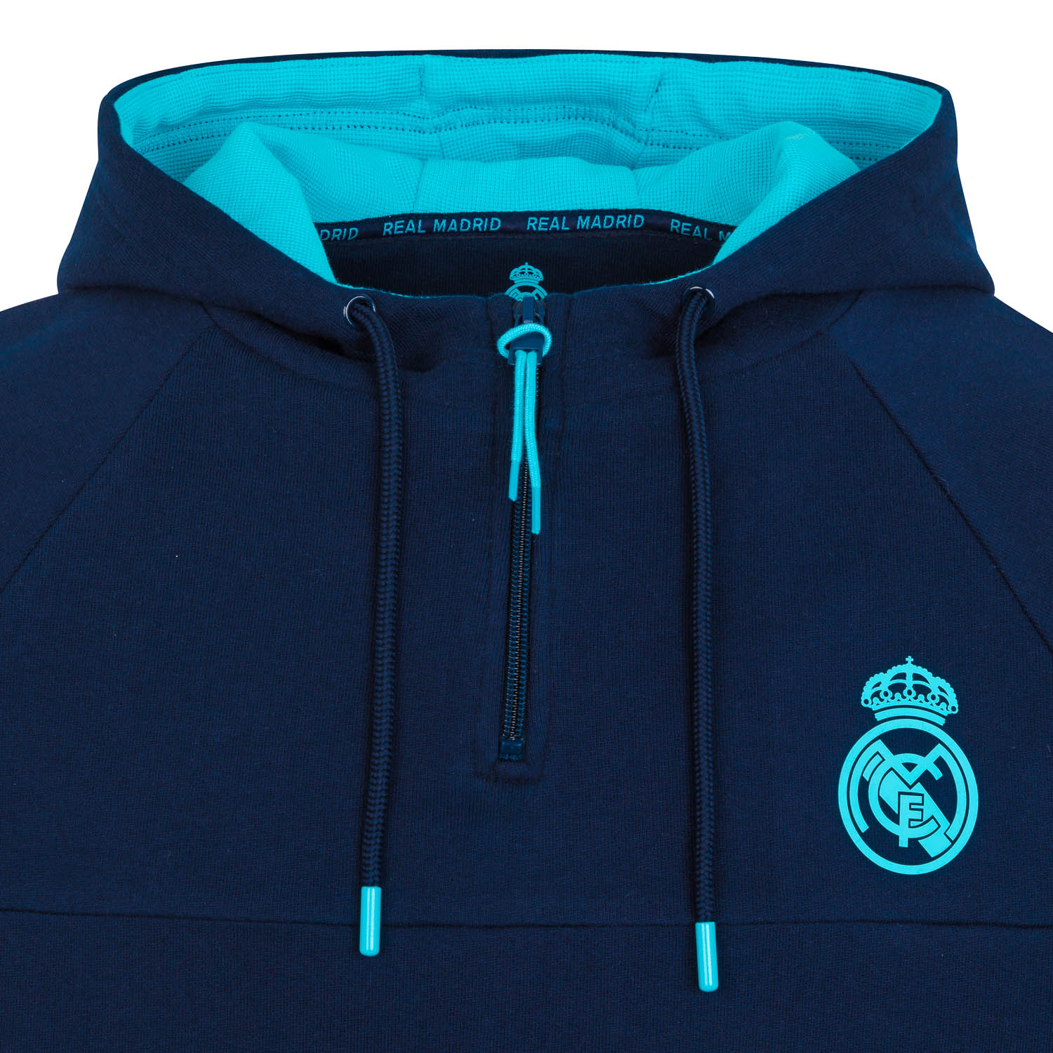 Madrid Sky Mens 1/4 Zip Hooded Sweat Navy - Image 5