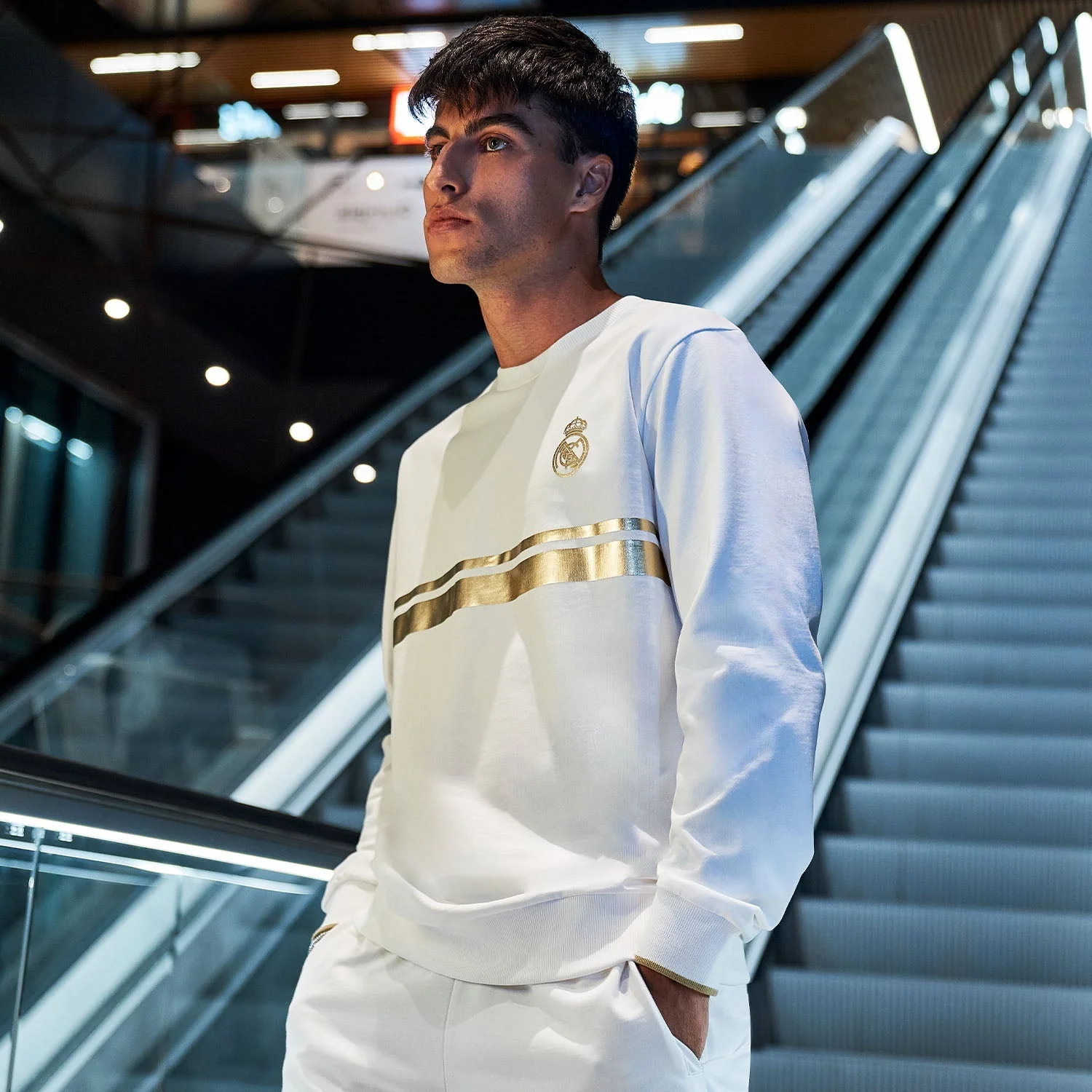 Mens White & Gold Crew Sweatshirt - Image 3