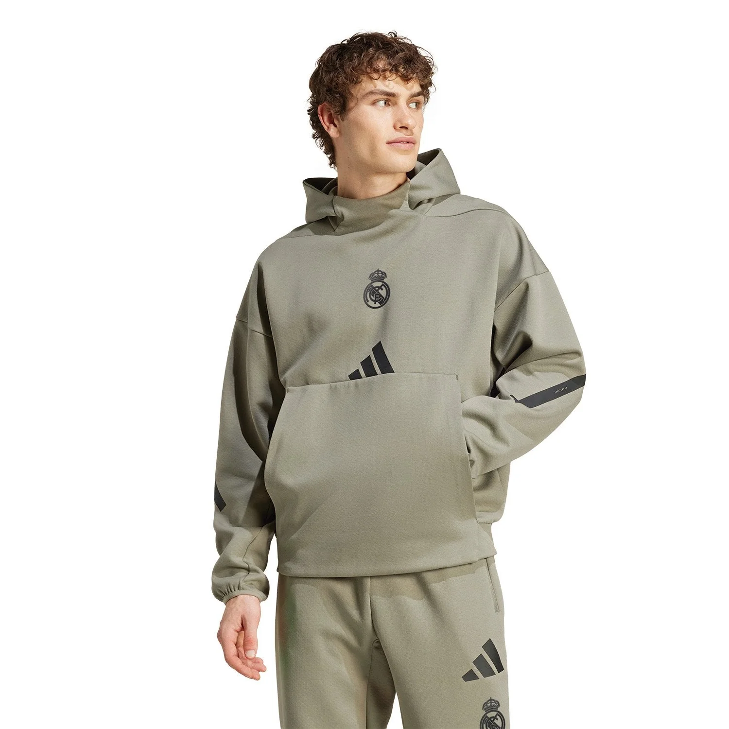 Mens adidas Real Urban Hoodie Kakhi - Image 2