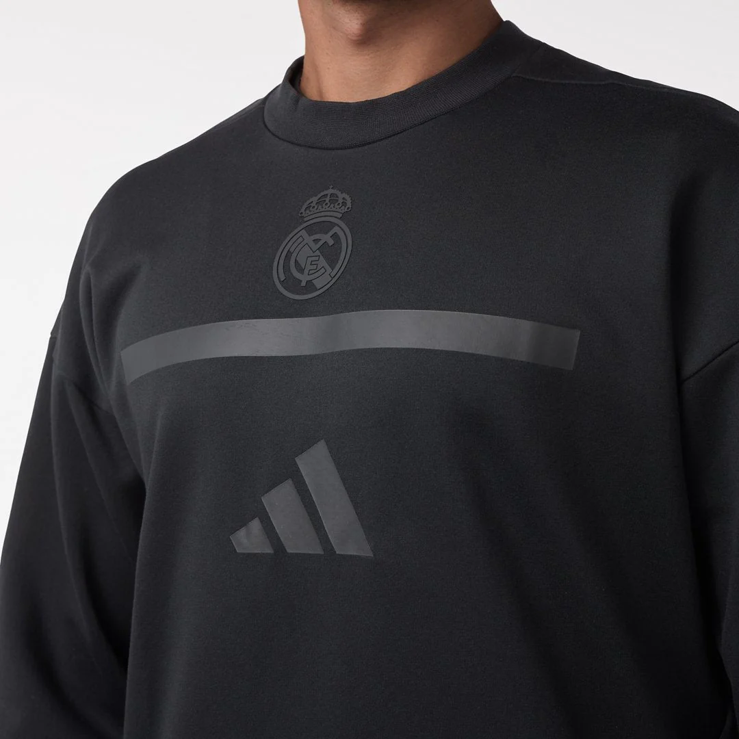 Mens adidas Real Urban Crew Sweatshirt Black - Image 5