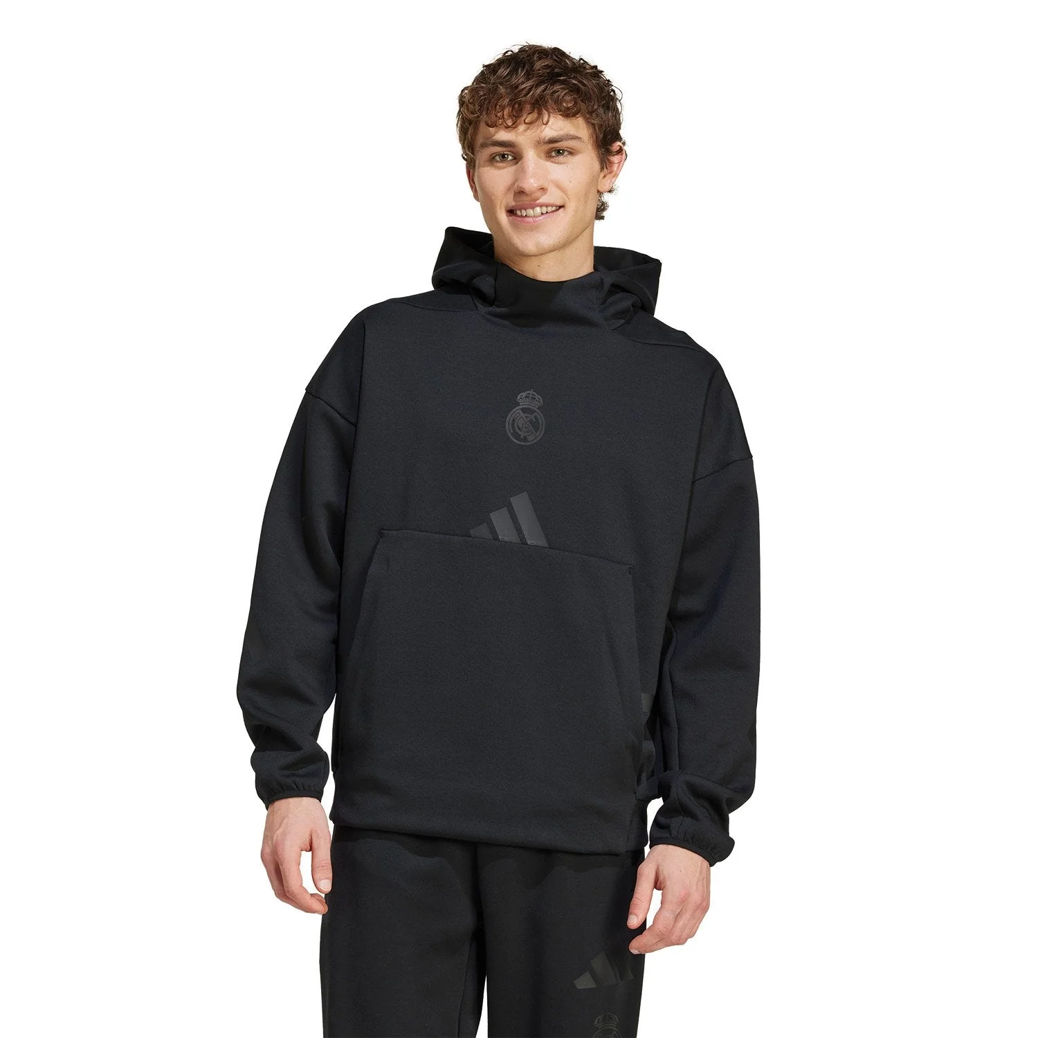 Mens adidas Real Urban Hoodie Black - Image 2