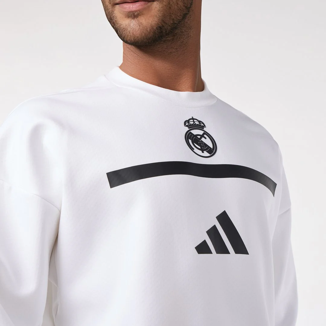Mens adidas Real Urban Crew Sweatshirt White - Image 5