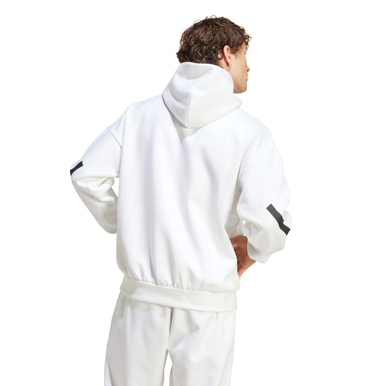 Mens adidas Real Urban Hoodie White - Image 3