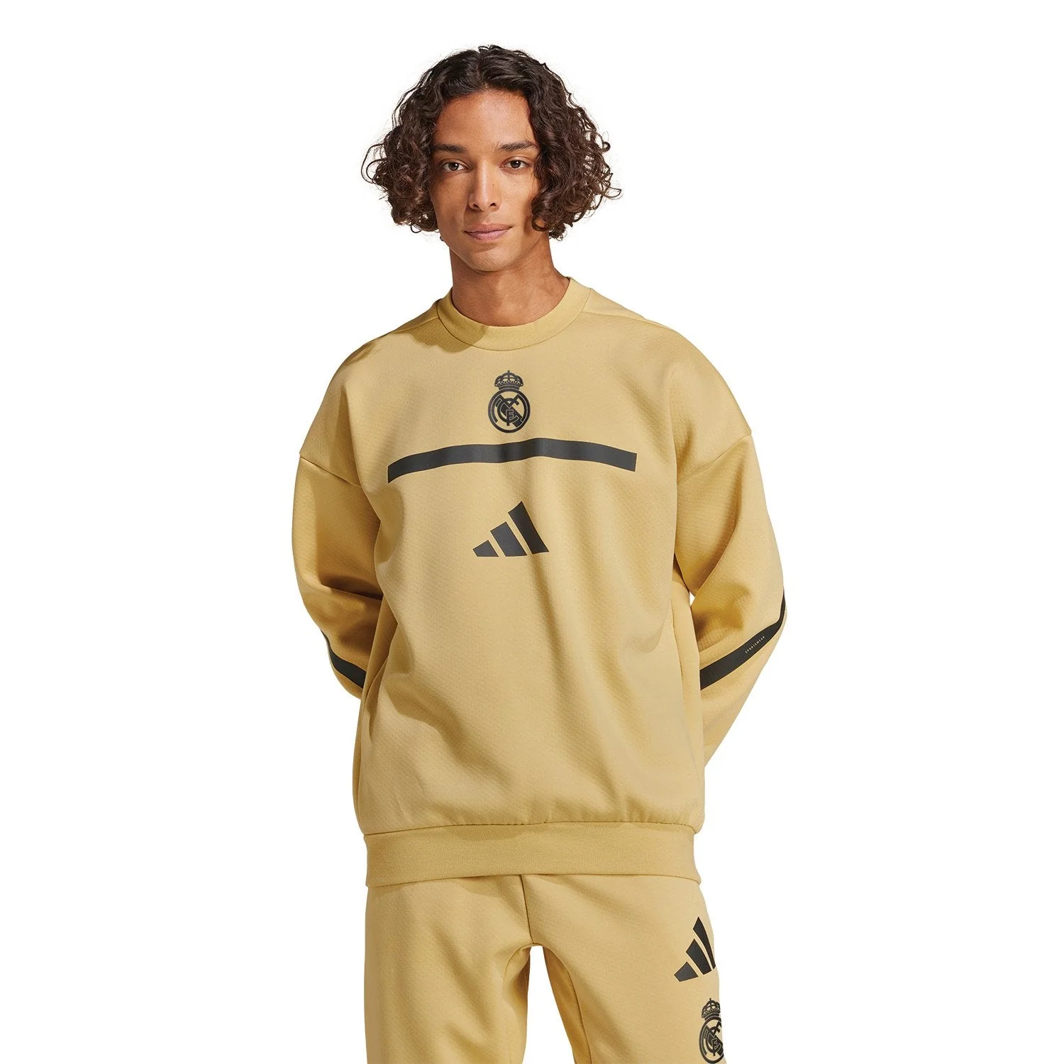 Mens adidas Real Urban Crew Sweatshirt Oat - Image 2