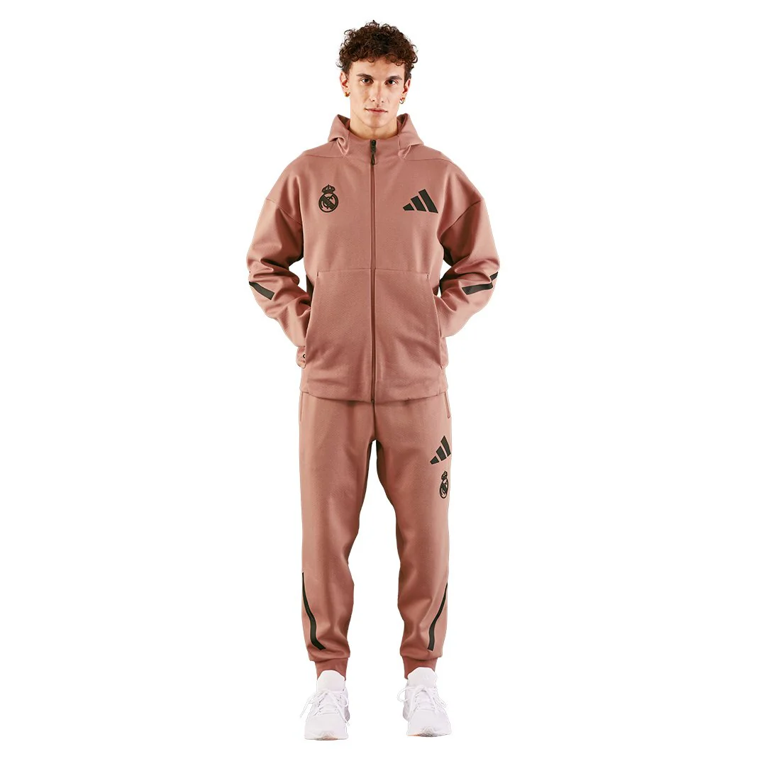 Mens adidas Real Urban Full Zip Hoodie Brown - Image 3