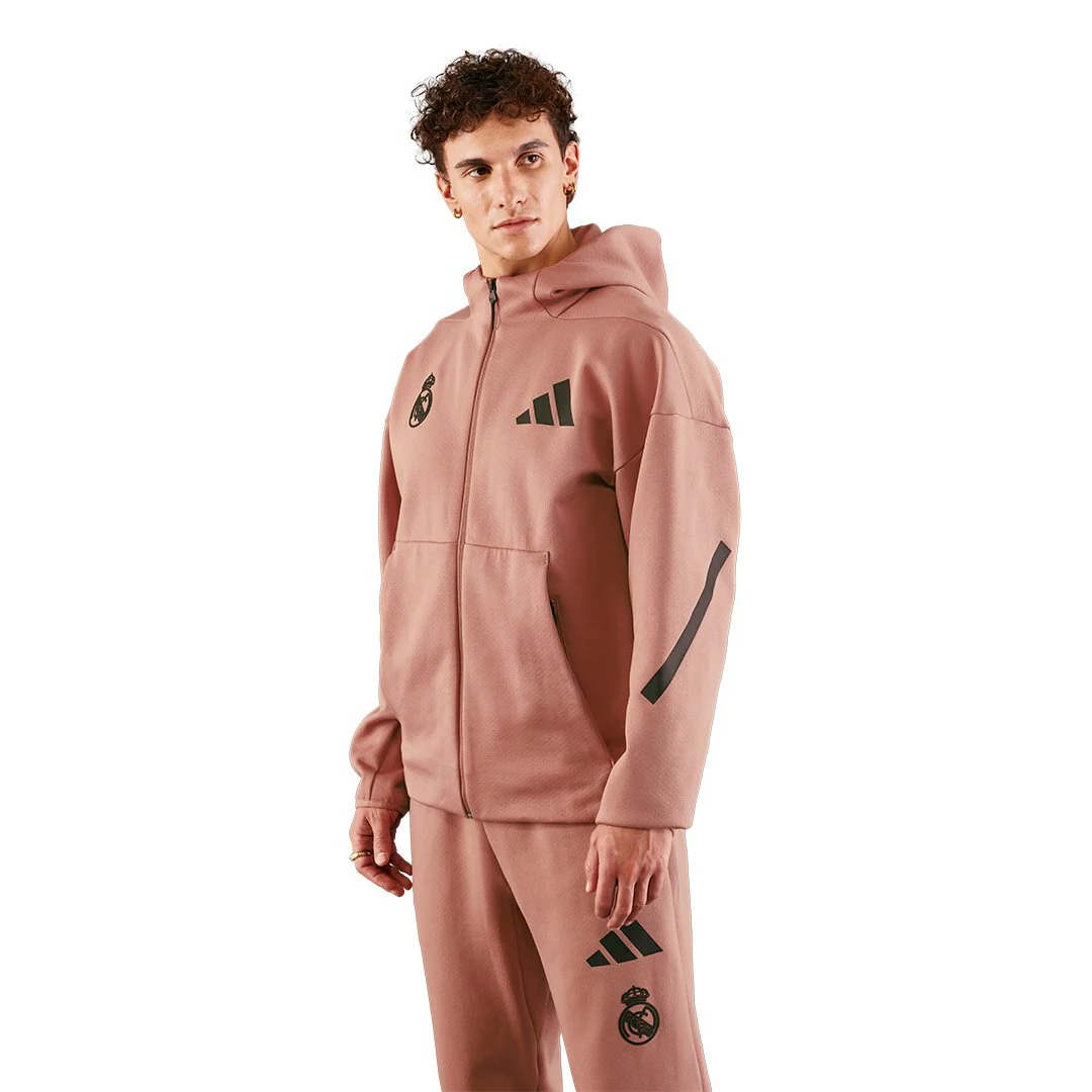 Mens adidas Real Urban Full Zip Hoodie Brown - Image 4