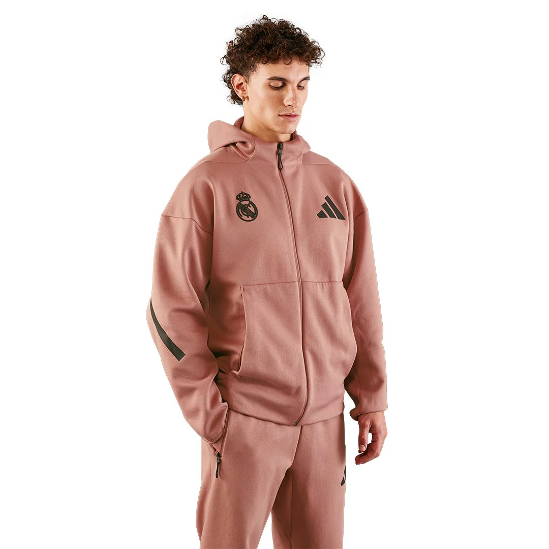 Mens adidas Real Urban Full Zip Hoodie Brown - Image 5