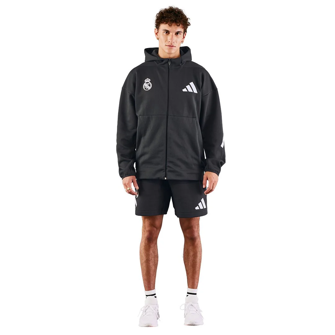 Mens adidas Real Urban Full Zip Hoodie Black - Image 3