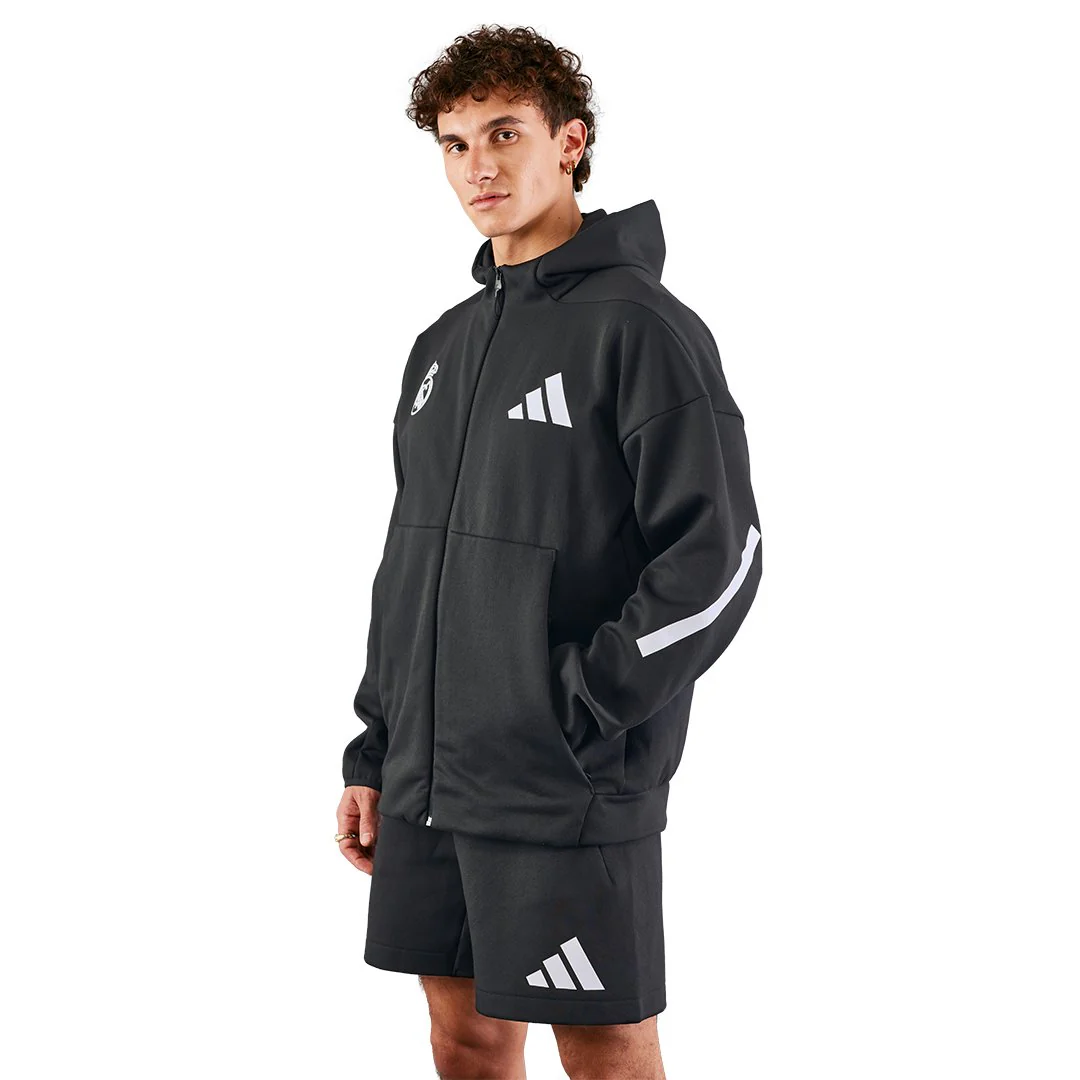 Mens adidas Real Urban Full Zip Hoodie Black - Image 5