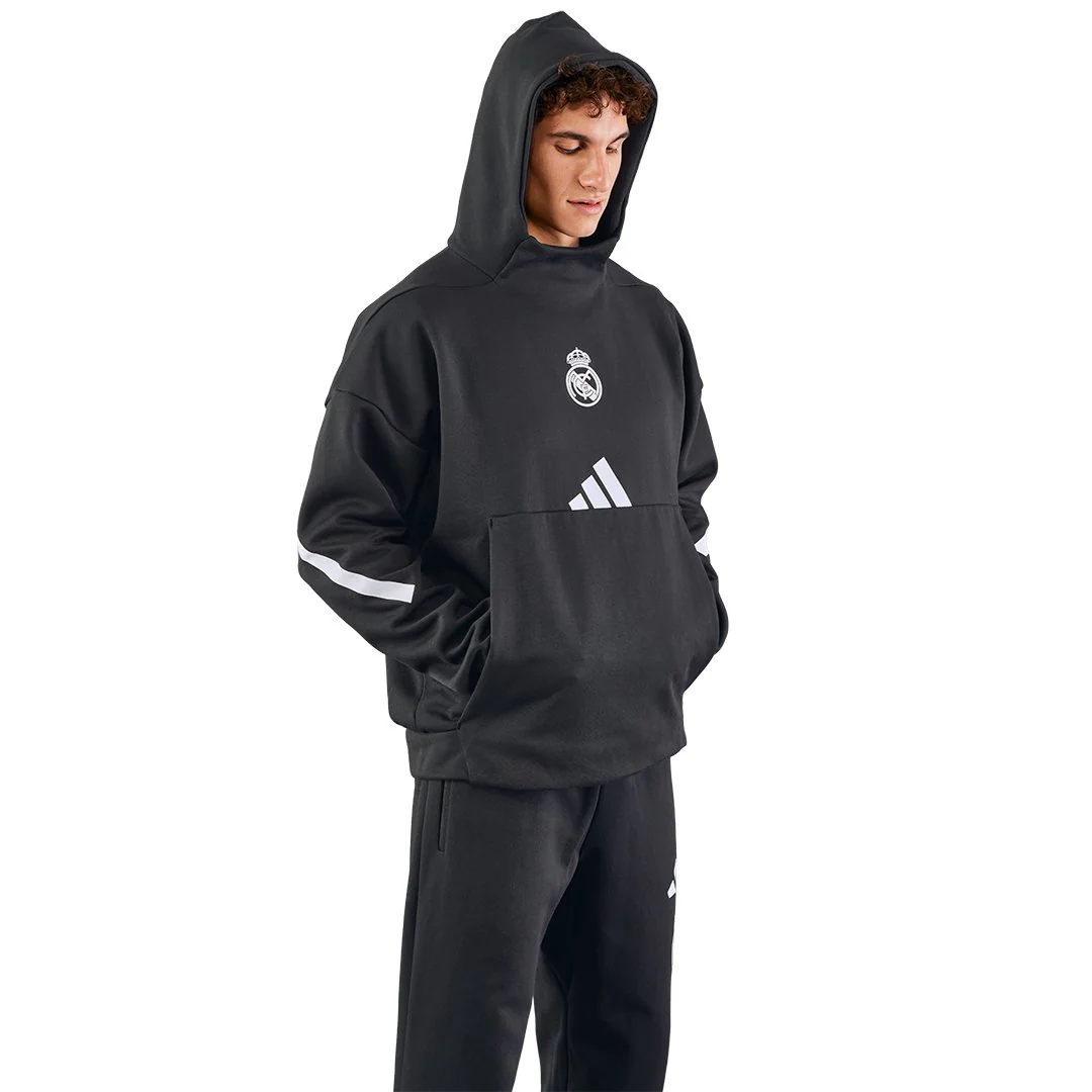 Mens adidas Real Urban Hoodie Black - Image 4