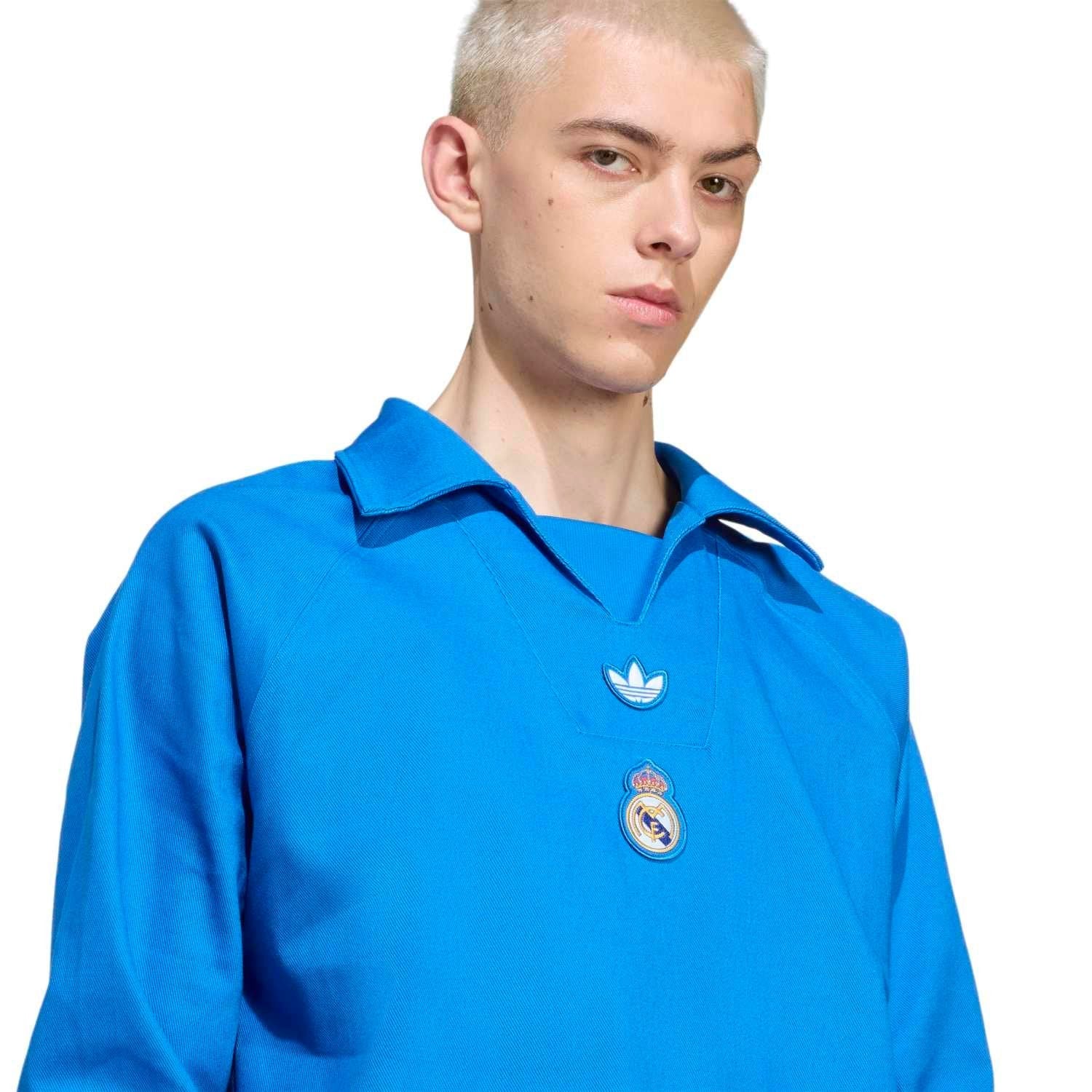 Mens adidas Originals Terrace Icons Collar Sweatshirt 25/26 Blue - Image 3