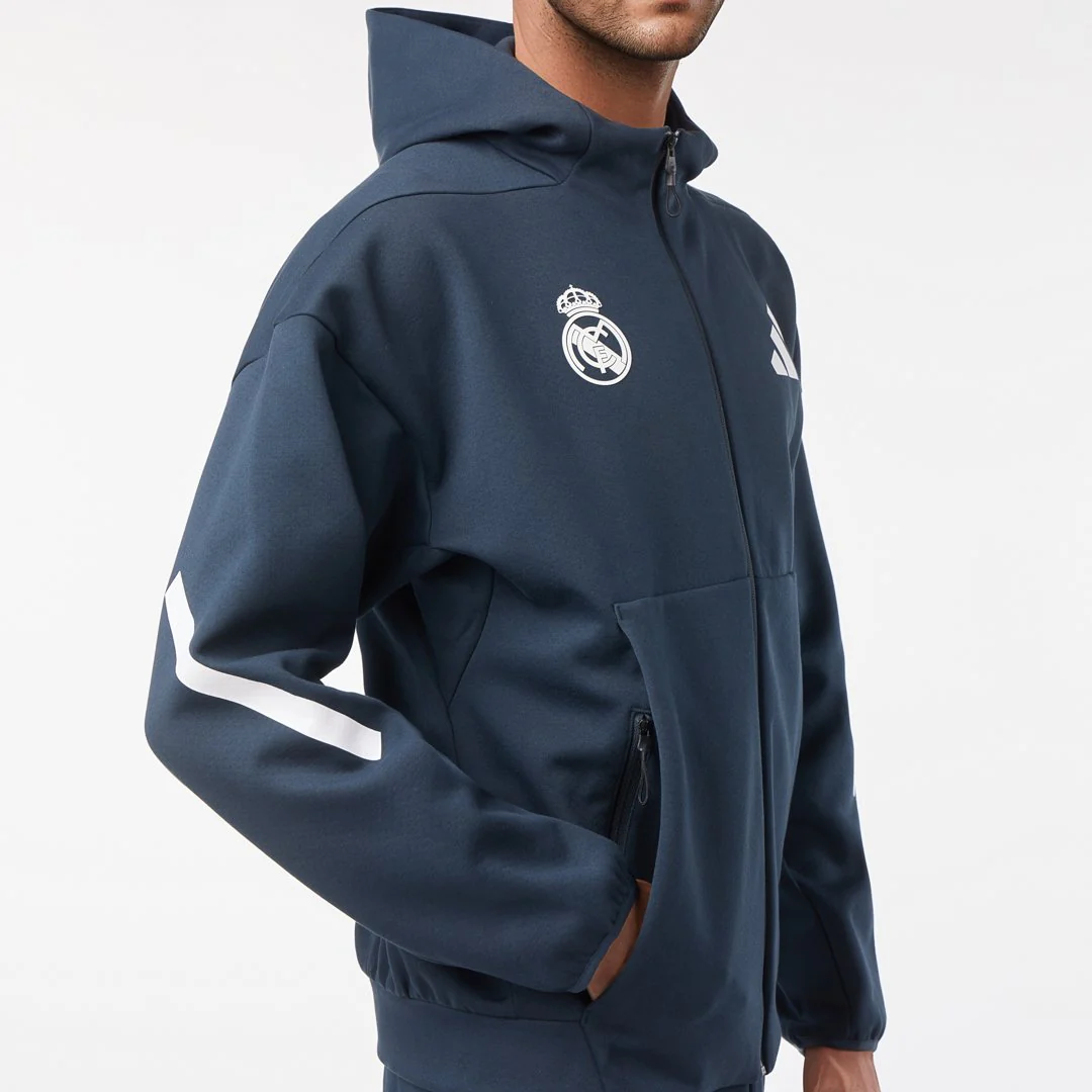 Mens Adidas Real Urban Full Zip Hoodie Navy - Image 4