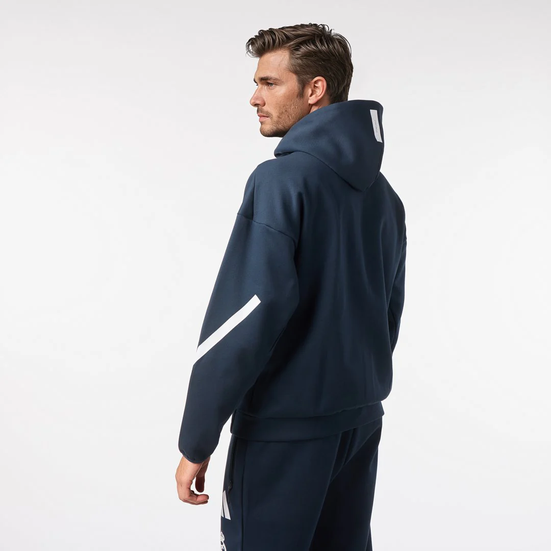 Mens Adidas Real Urban Full Zip Hoodie Navy - Image 5