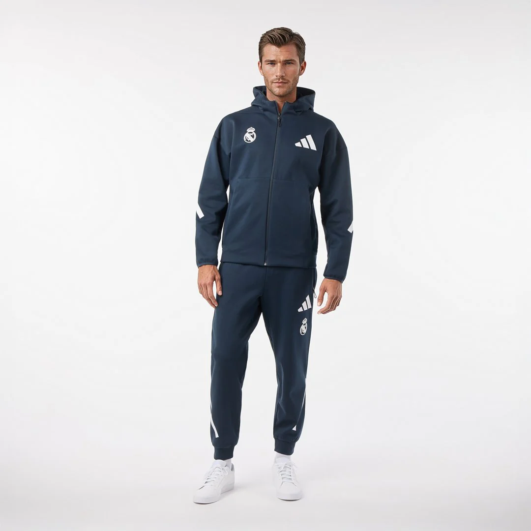 Mens Adidas Real Urban Full Zip Hoodie Navy - Image 6