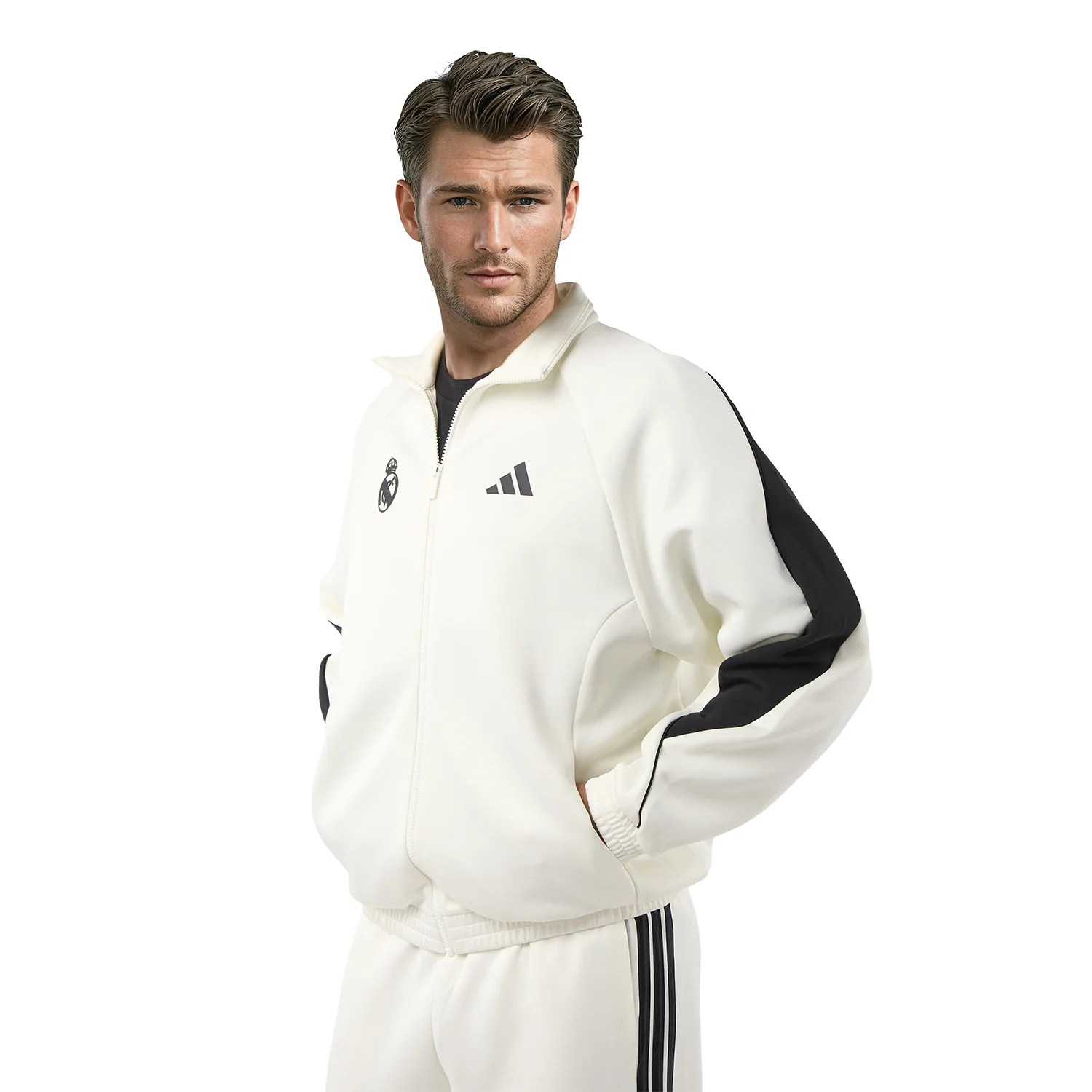 Mens adidas Stadium Tracksuit Jacket White - Image 5
