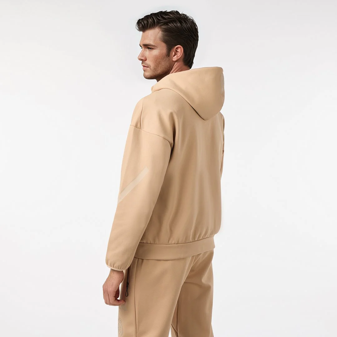 Mens Adidas Real Urban Full Zip Hoodie Beige - Image 4