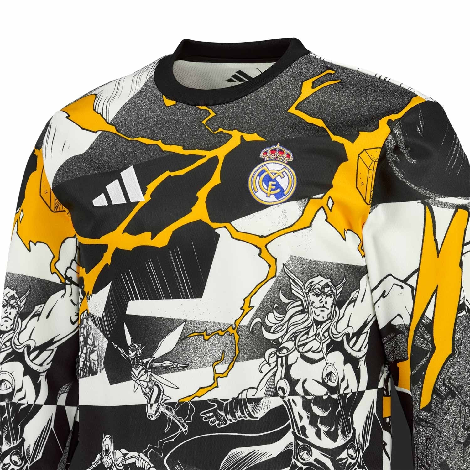 Mens adidas Marvel Warm Up Sweatshirt 25/26 White/Black - Image 3