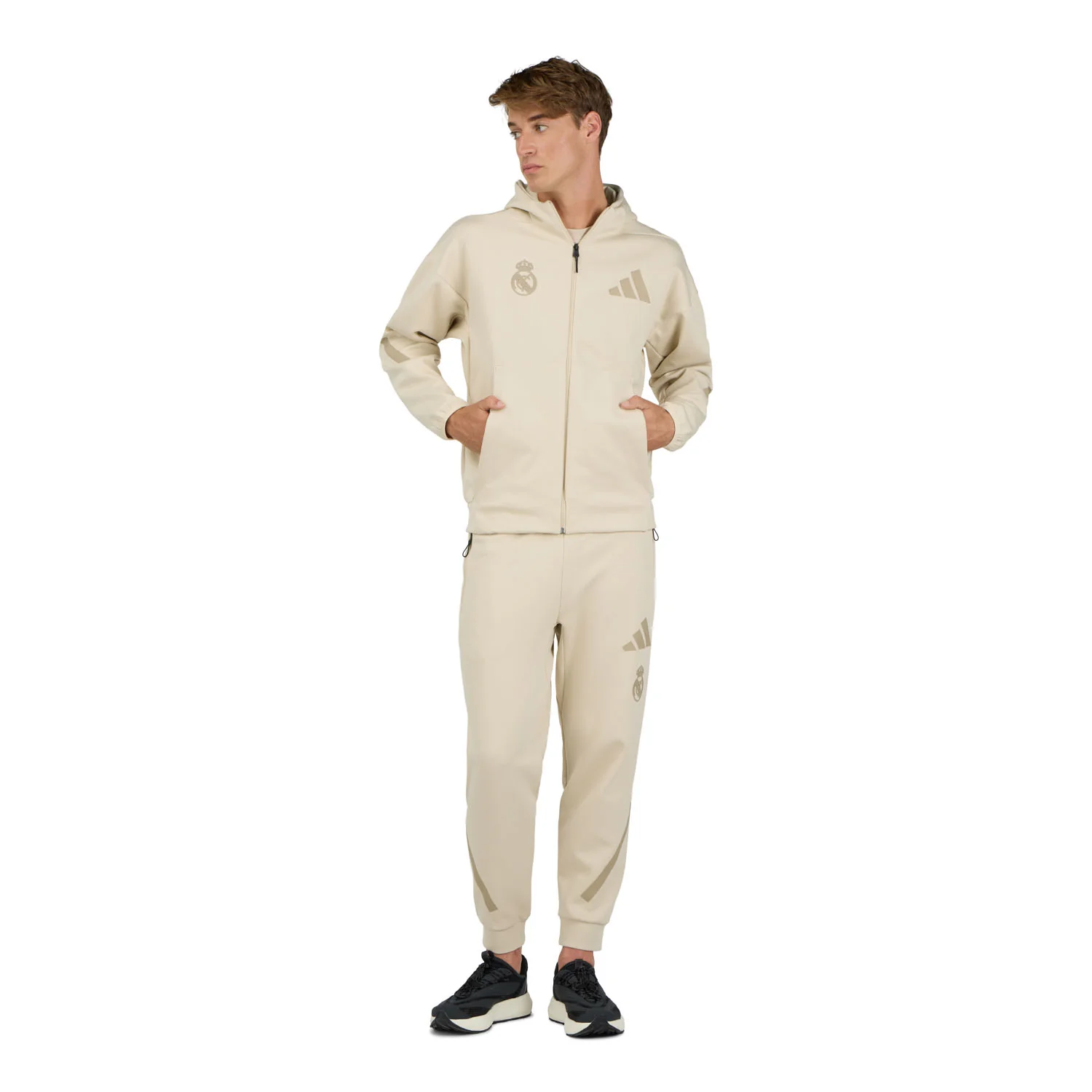 Mens adidas Real Urban Z.N.E. Full Zip Hoodie Beige - Image 3