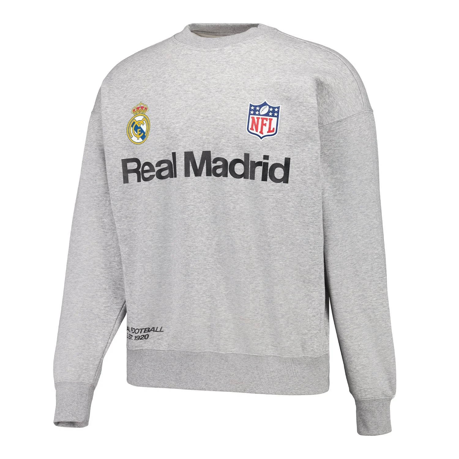 Mens Real Madrid x NFL Crew Sweatshirt Grey - Image 3