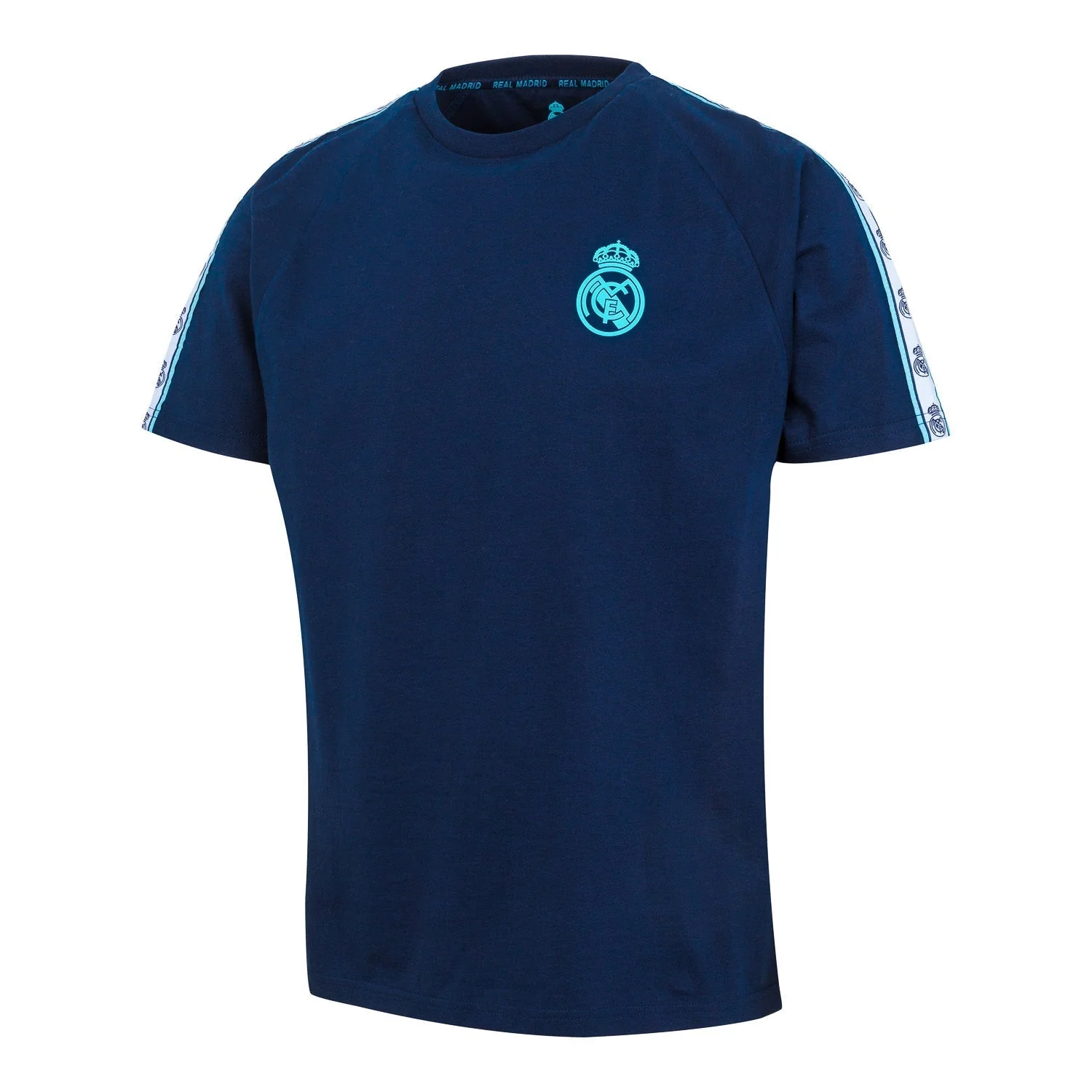 Madrid Sky Mens Tape Sleeve T-Shirt Navy - Image 2