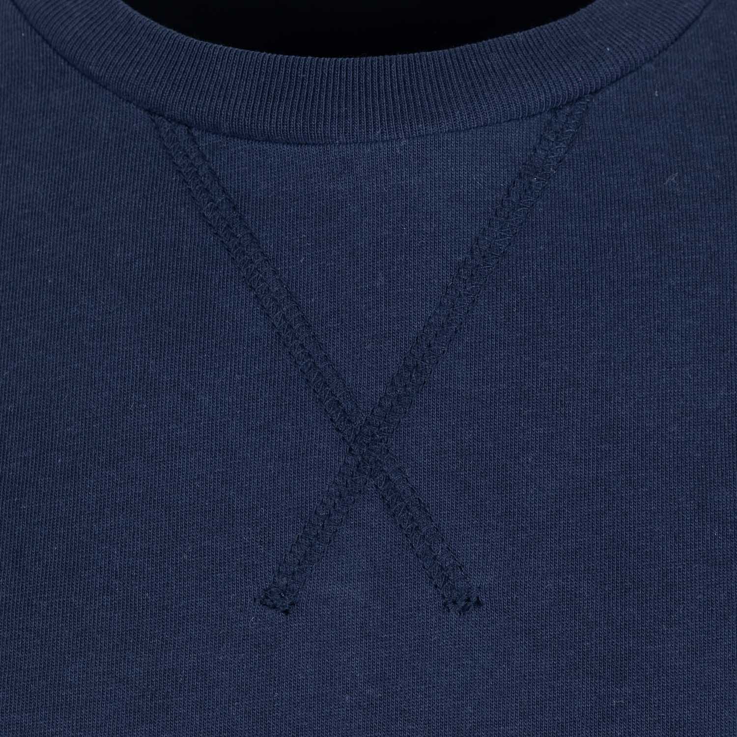 Sakura Unisex Cross Neck Stitch T-Shirt Navy - Image 4