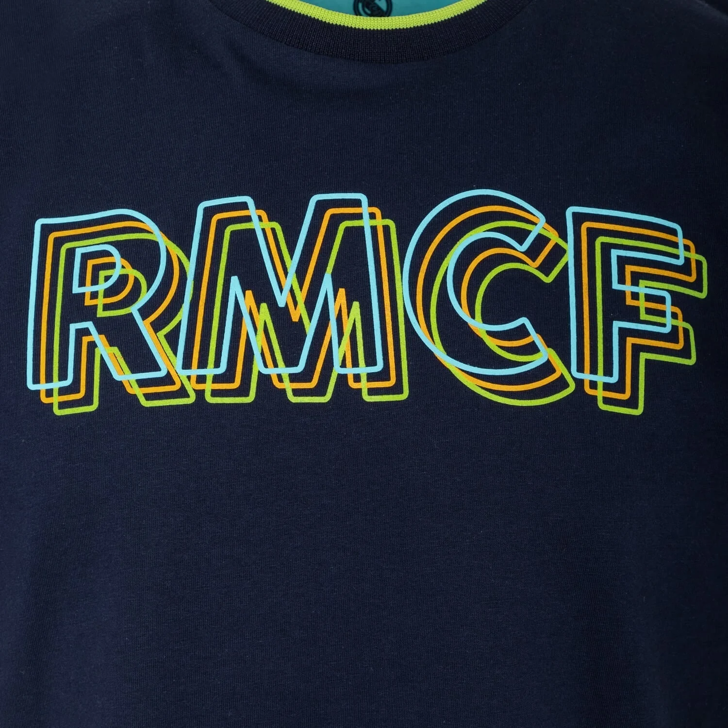 Bernabéu Neon Lights Mens RMCF Embroiry Logo T-Shirt Navy - Image 3