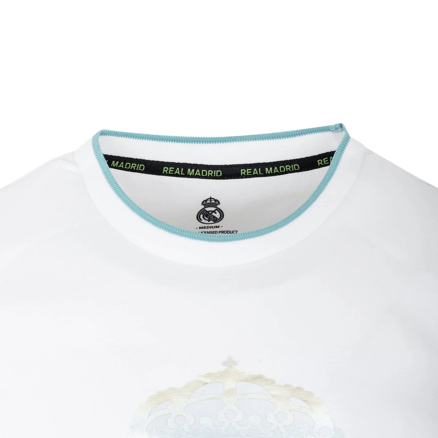 Bernabéu Neon Lights Mens RMCF Reflective Logo T-Shirt White - Image 4