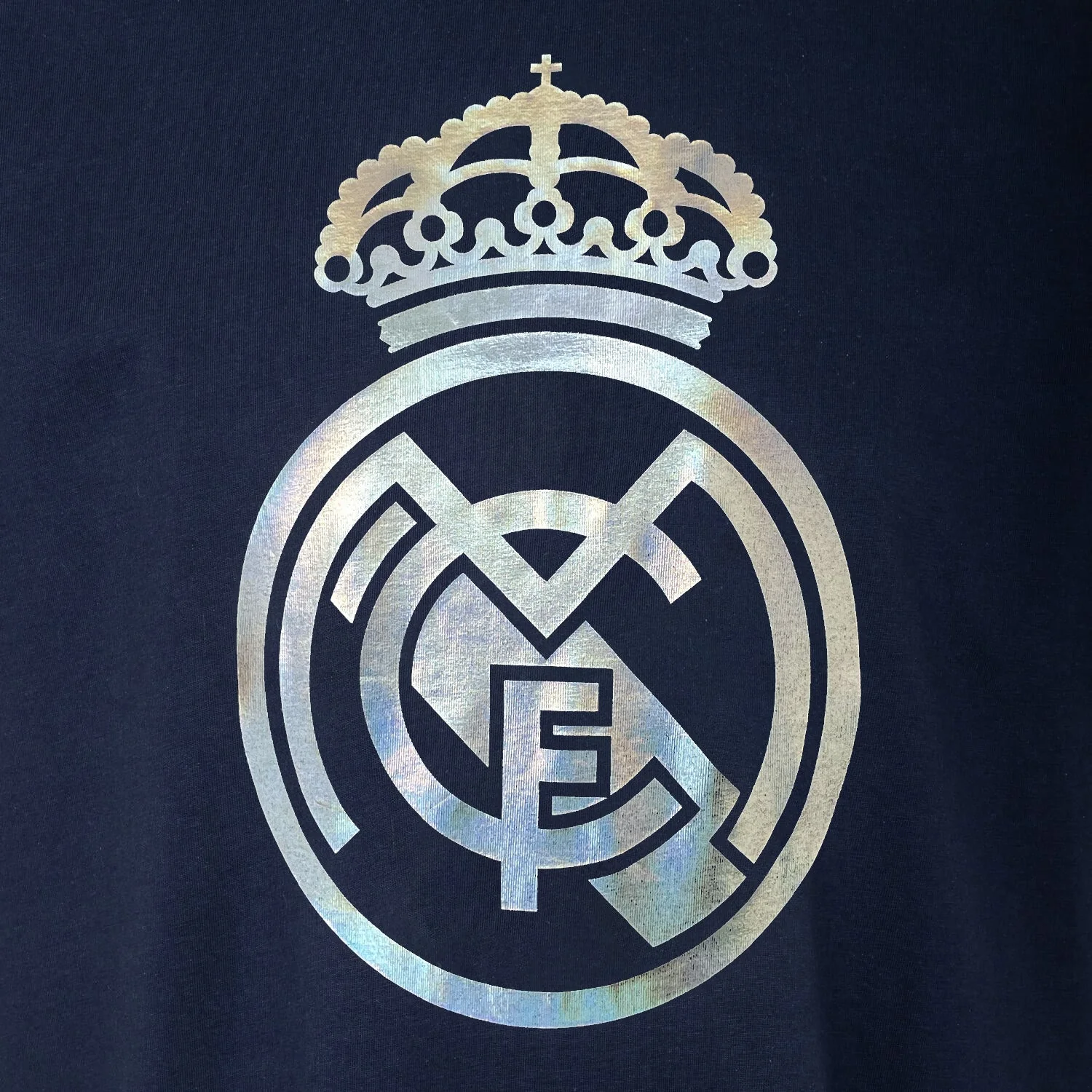 Bernabéu Neon Lights Mens RMCF Reflective Logo T-Shirt Navy - Image 3