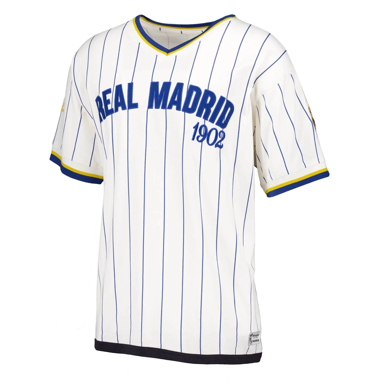 Mens Oversized Striped Baseball T-Shirt Off White Real Madrid - Image 2
