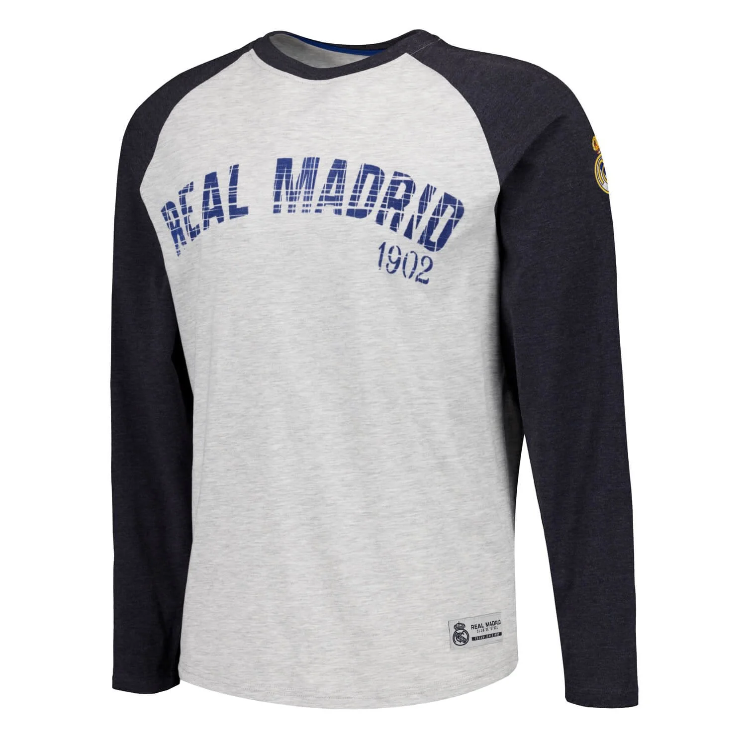 Mens Long Sleeve Printed Baseball T-Shirt Grey Real Madrid - Image 2