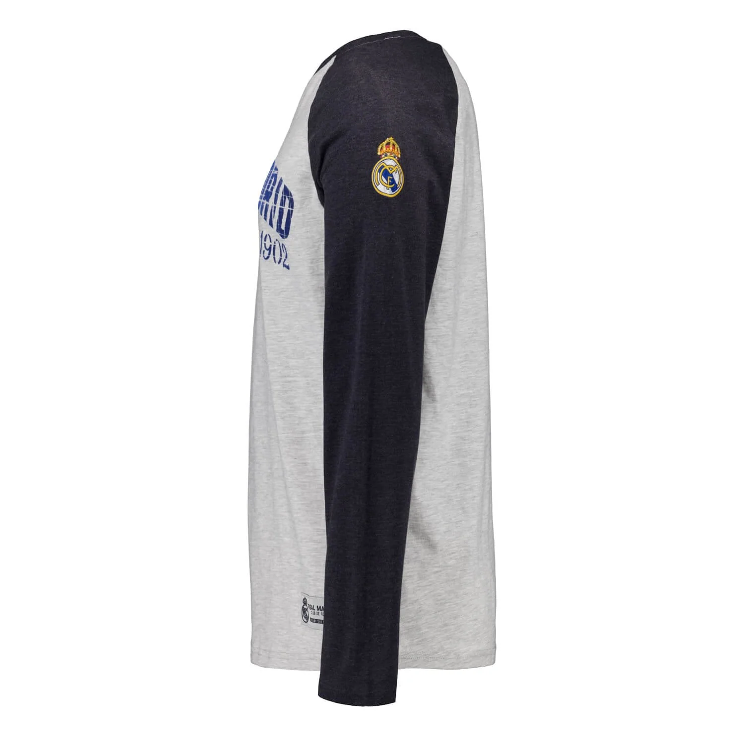 Mens Long Sleeve Printed Baseball T-Shirt Grey Real Madrid - Image 3