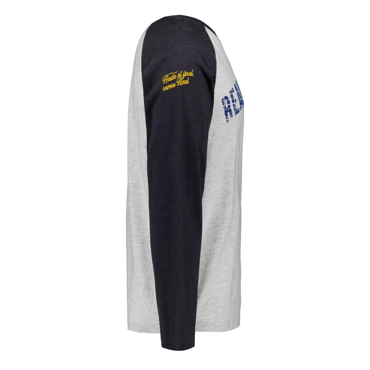 Mens Long Sleeve Printed Baseball T-Shirt Grey Real Madrid - Image 5