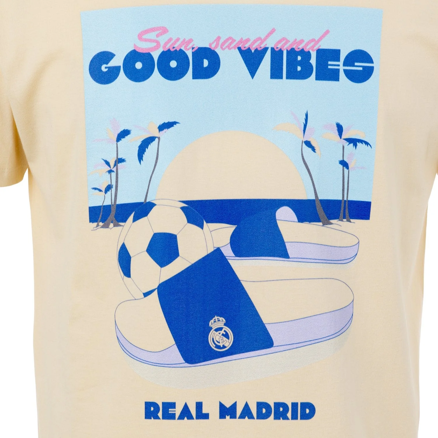 Mens Blue Summer Vibes T-Shirt Beige - Image 3