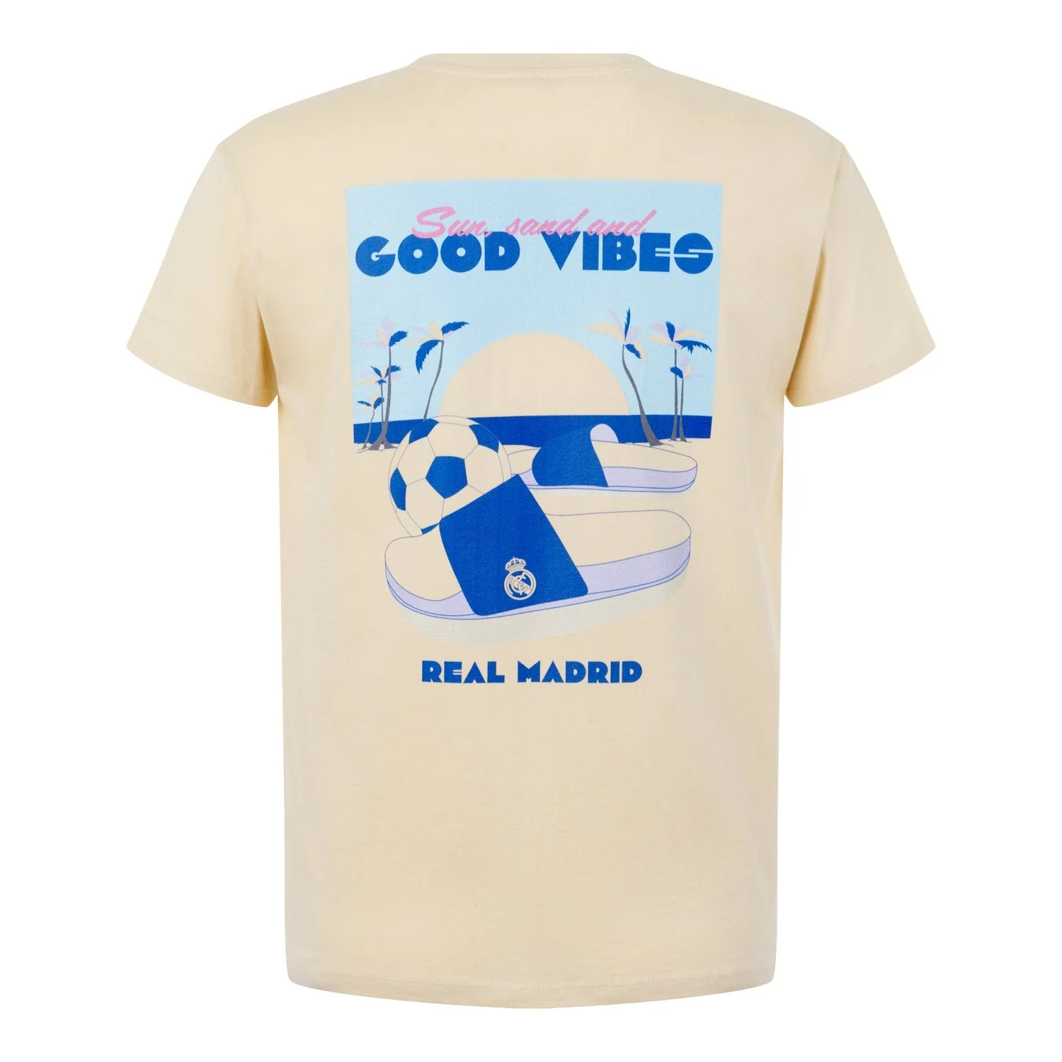 Mens Blue Summer Vibes T-Shirt Beige - Image 5