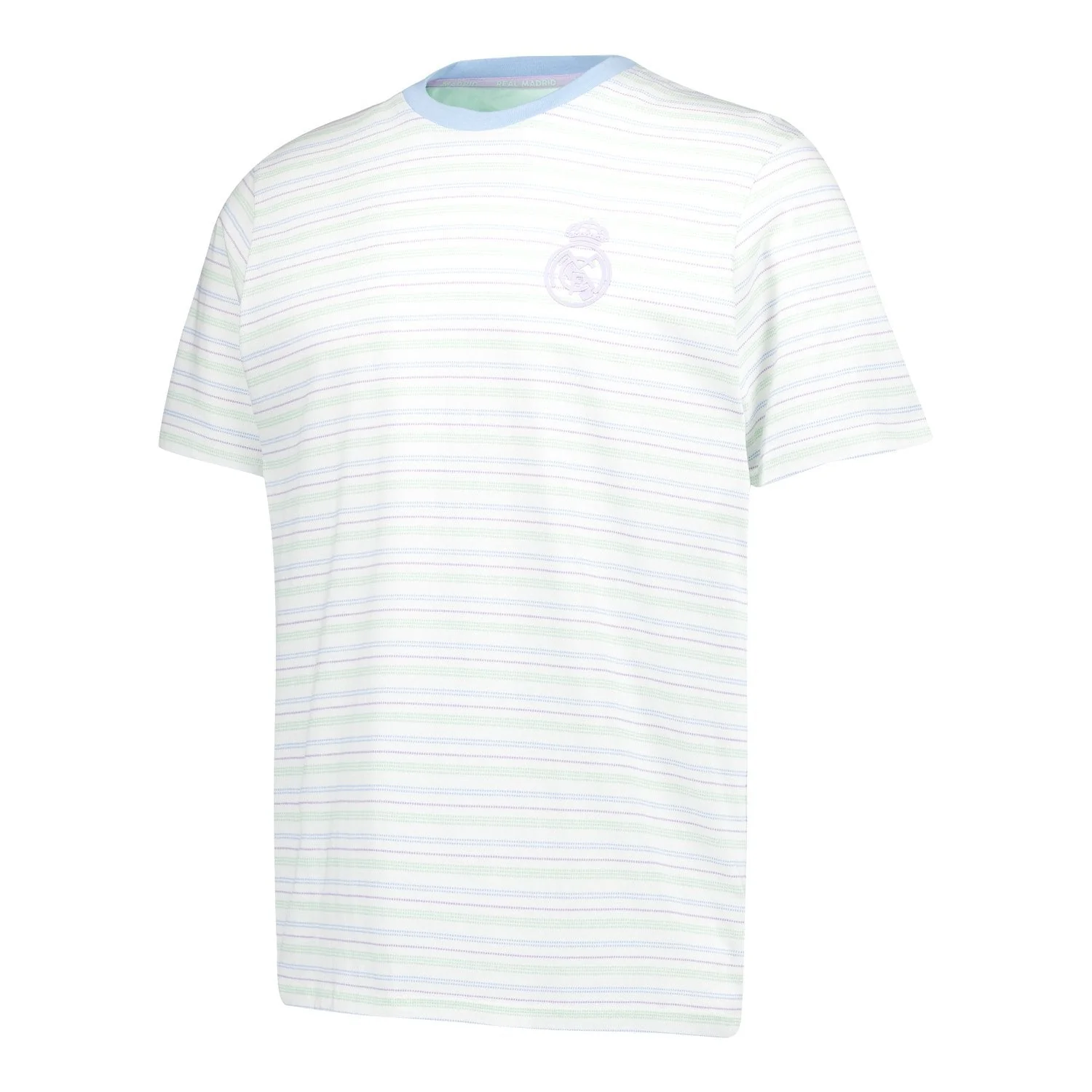 Mens Pastel Single T-Shirt Y/D Stripe Tee Light Real Madrid - Image 2